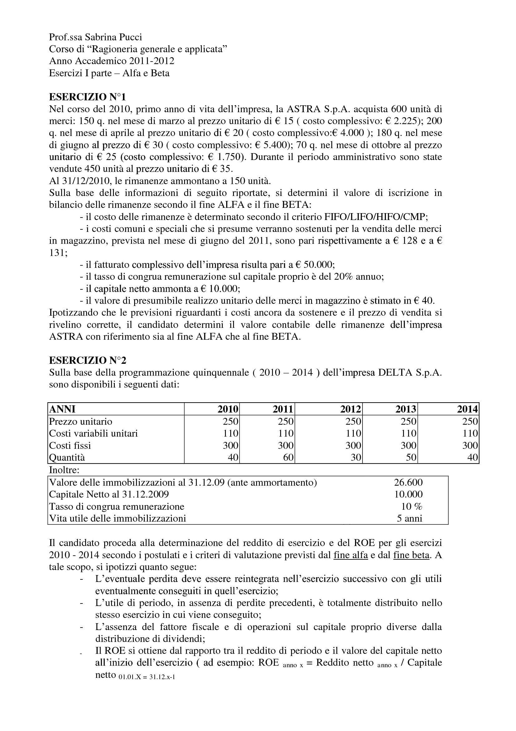 Rimanenze e ammortamento Pag. 1