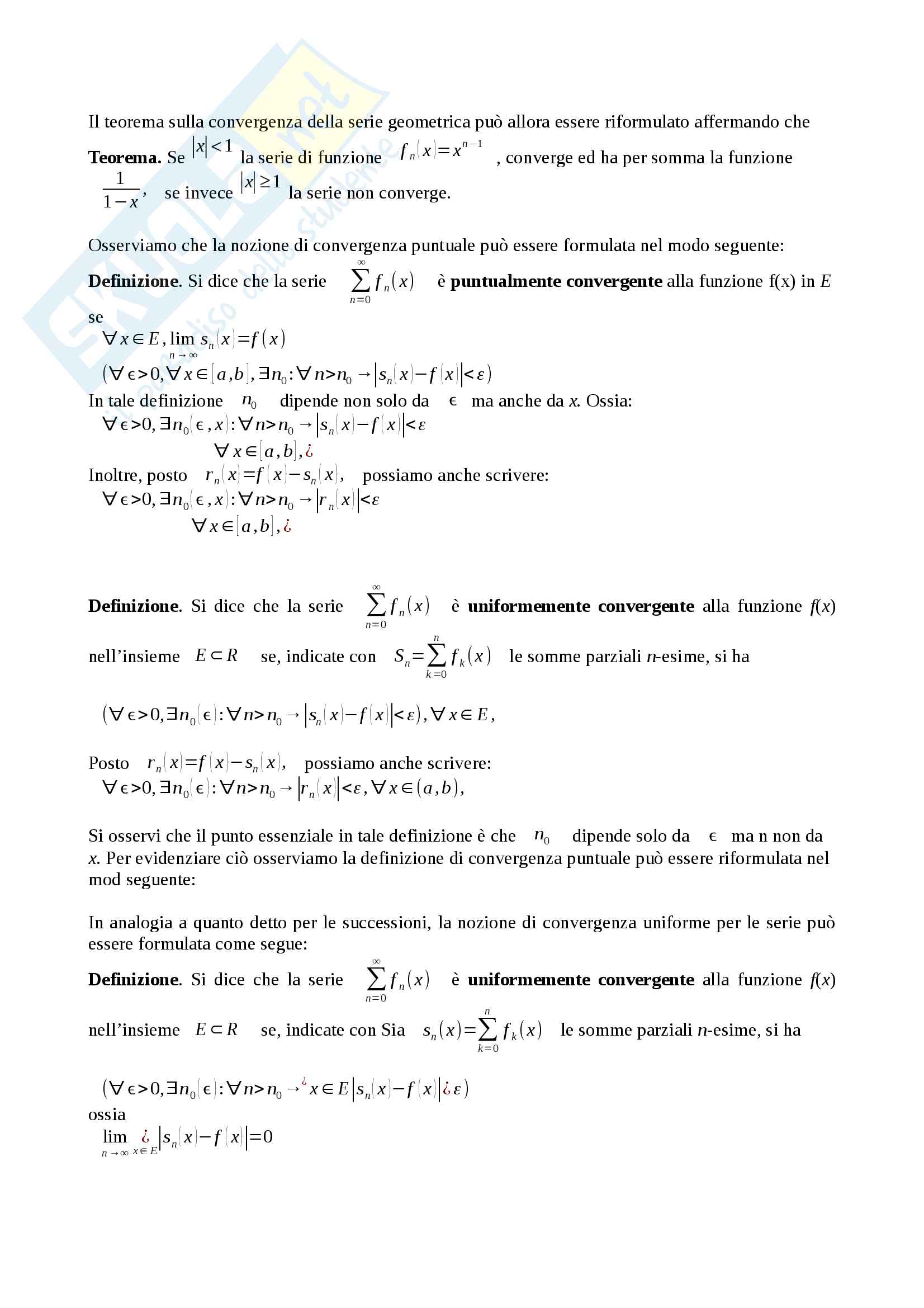Teoremi sulle serie 2 Pag. 6