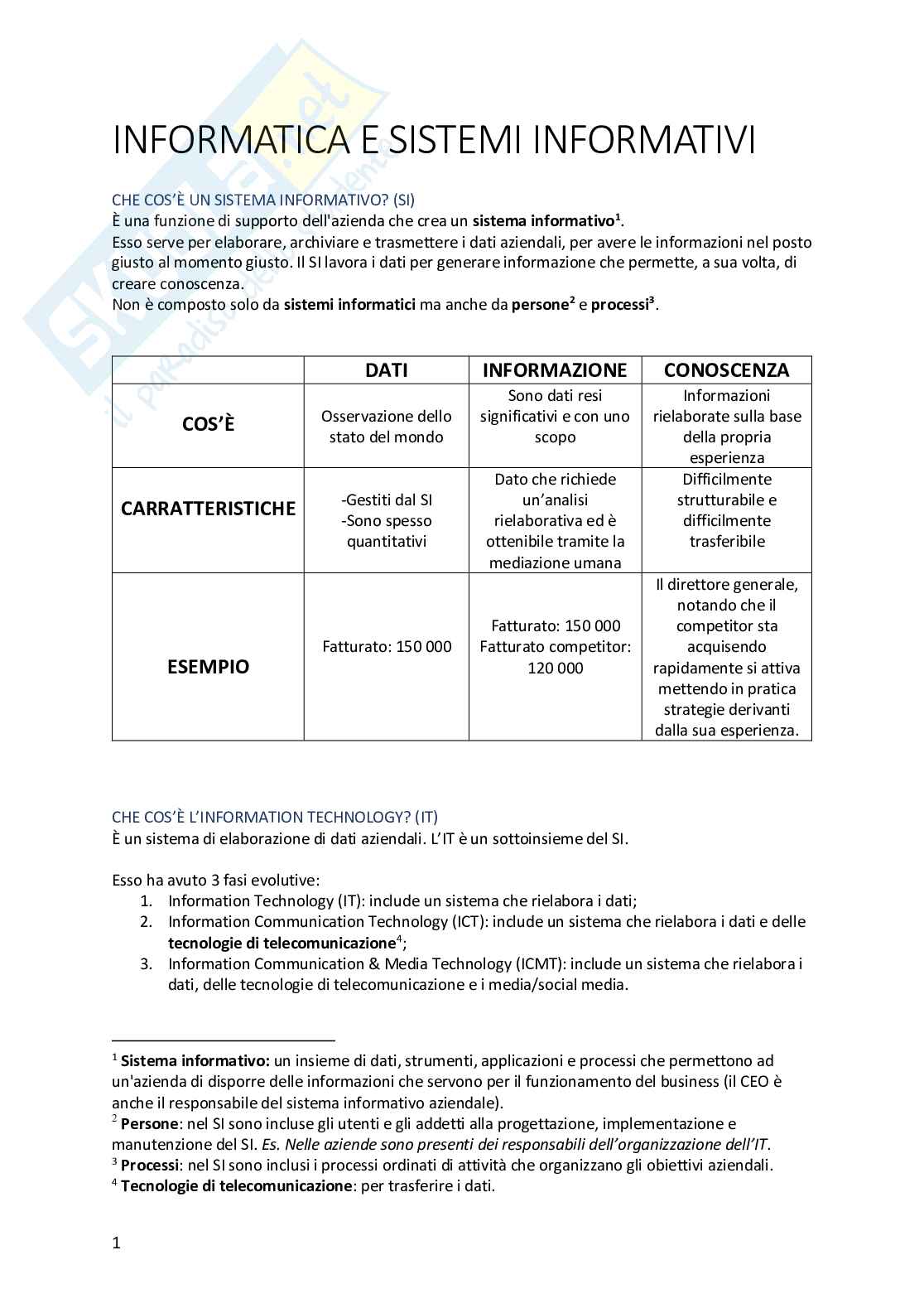 Informatica e sistemi informativi Pag. 1