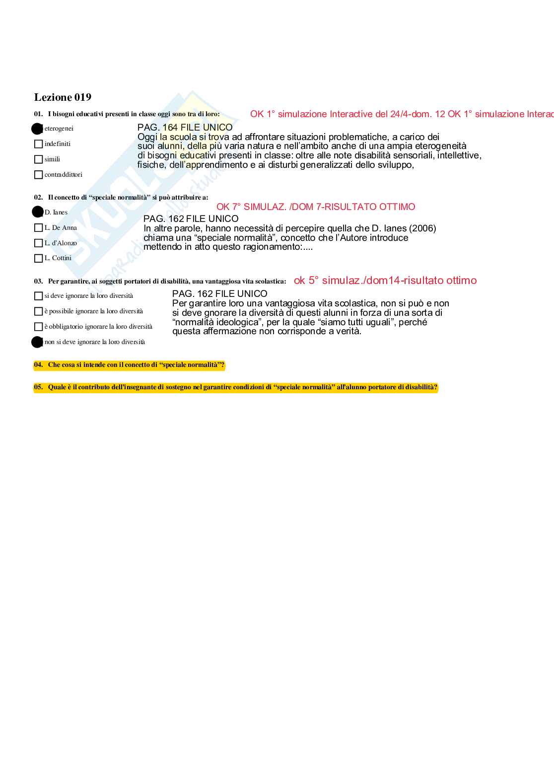 Paniere Risposte multiple - Didattica e pedagogia speciale - aggiornato (2026) Pag. 21