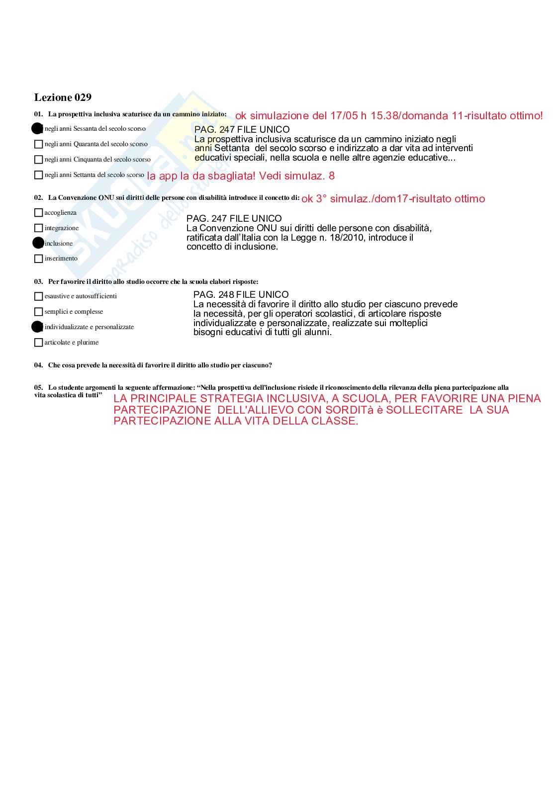 Paniere Risposte multiple - Didattica e pedagogia speciale - aggiornato (2026) Pag. 31