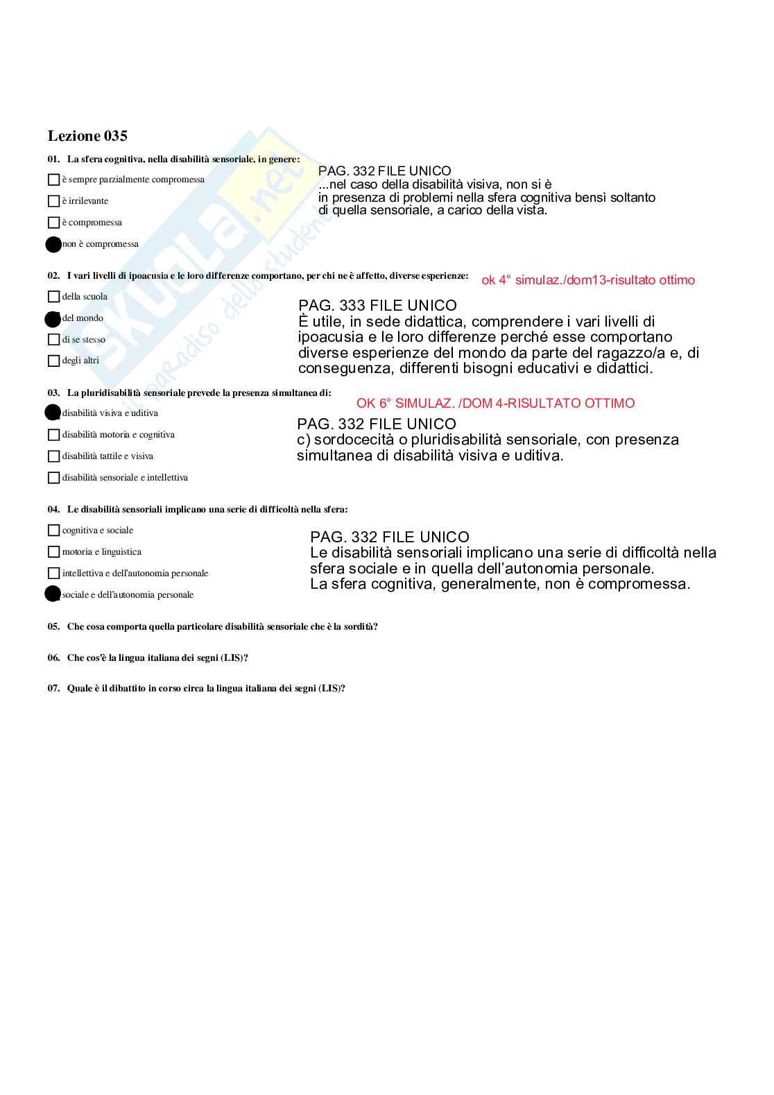 Paniere Risposte multiple - Didattica e pedagogia speciale - aggiornato (2026) Pag. 36