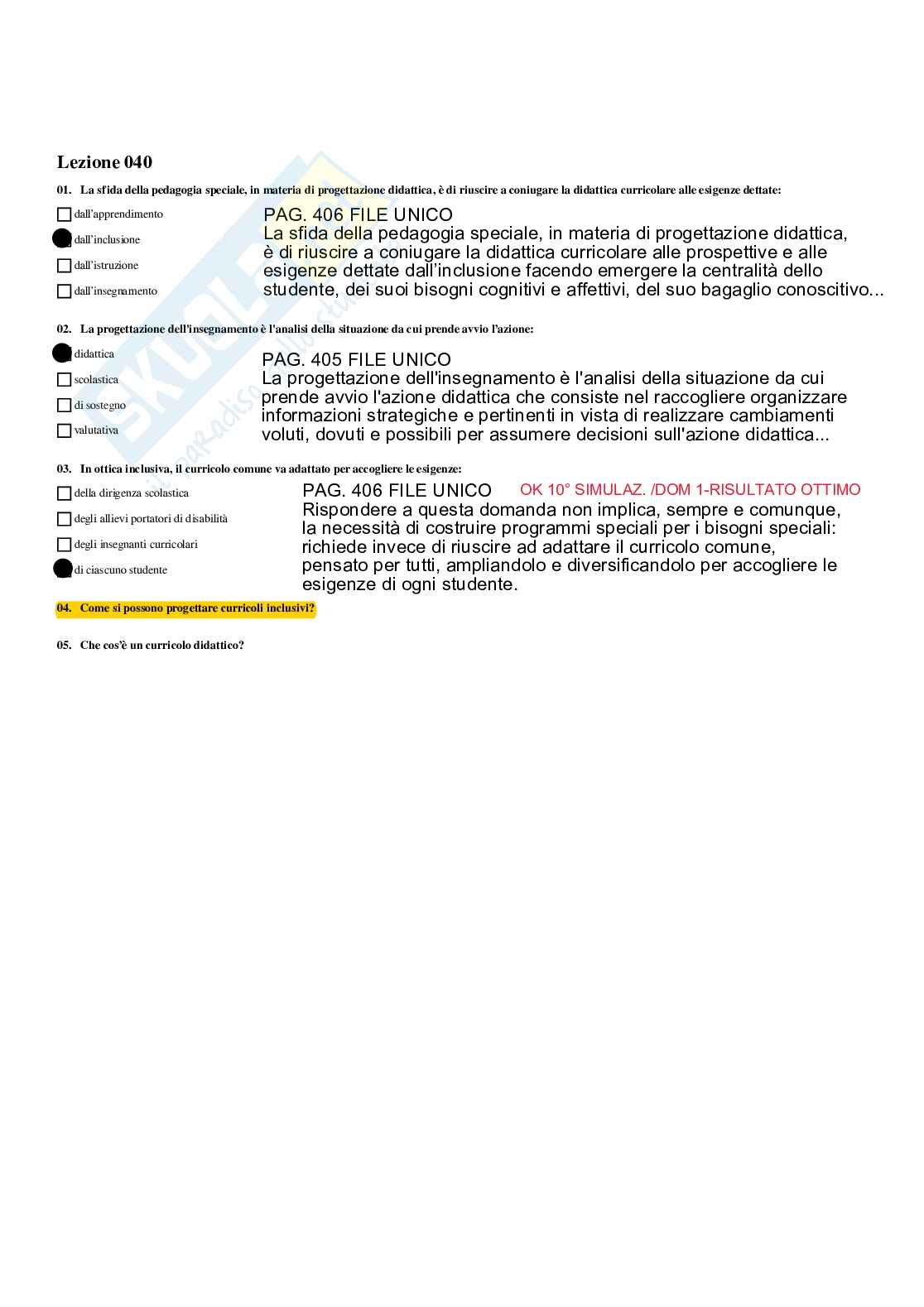 Paniere Risposte multiple - Didattica e pedagogia speciale - aggiornato (2026) Pag. 41