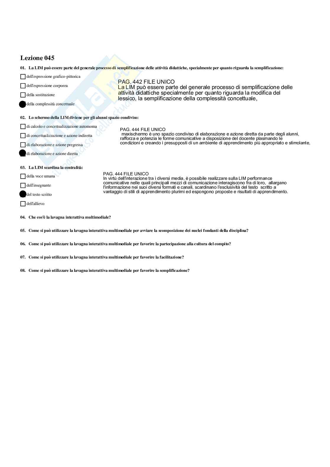 Paniere Risposte multiple - Didattica e pedagogia speciale - aggiornato (2026) Pag. 46