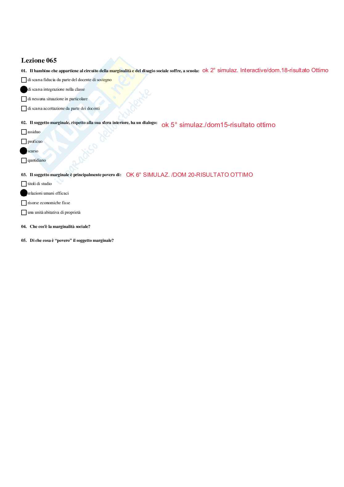 Paniere Risposte multiple - Didattica e pedagogia speciale - aggiornato (2026) Pag. 66