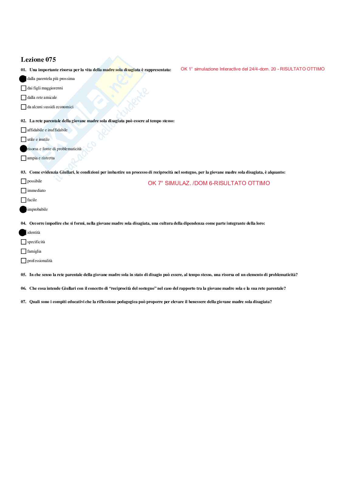 Paniere Risposte multiple - Didattica e pedagogia speciale - aggiornato (2026) Pag. 76