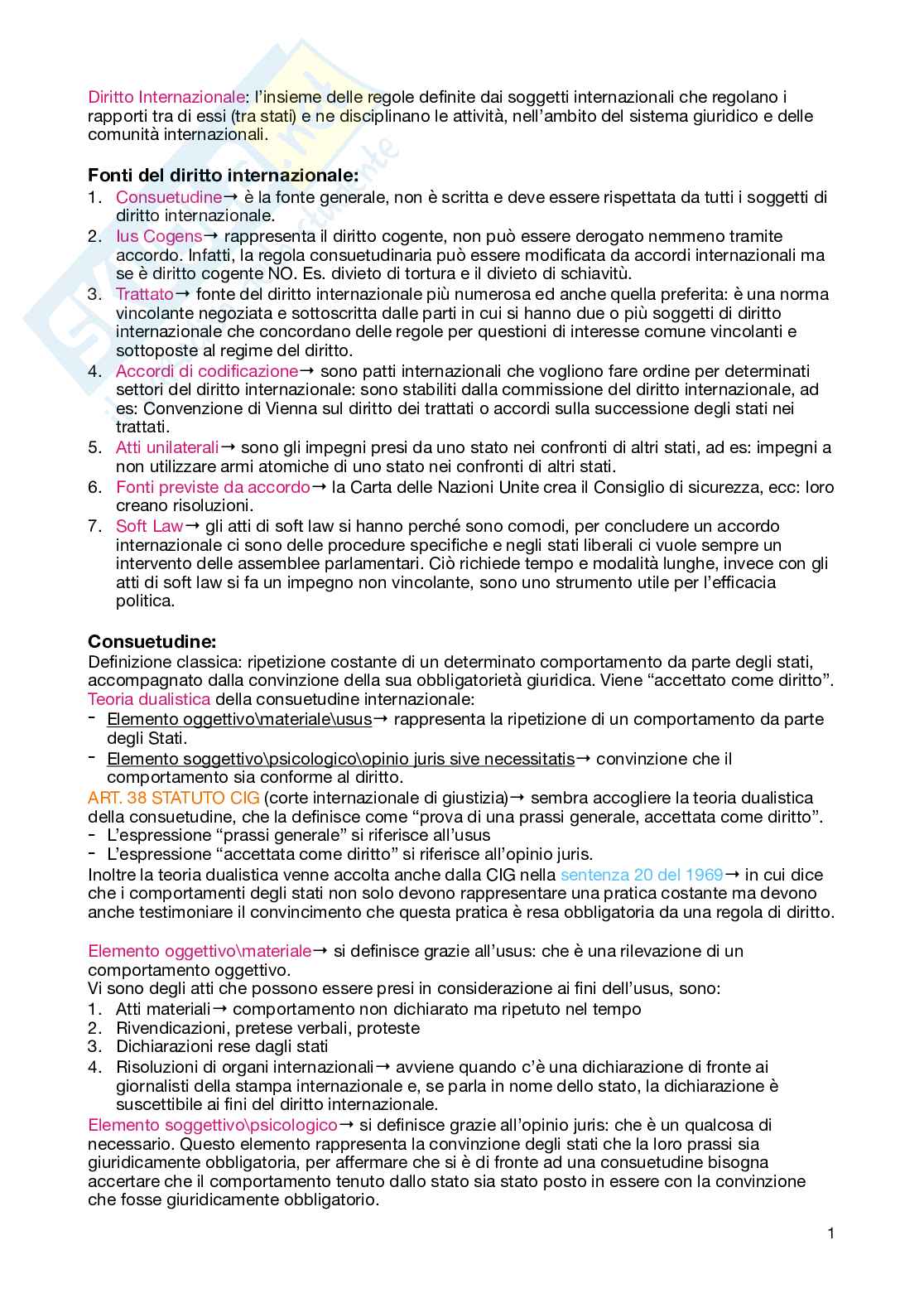 Diritto internazionale Pag. 1