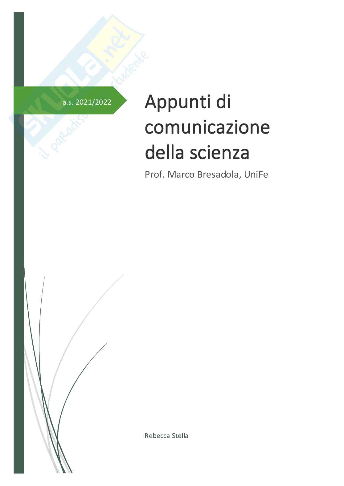 Appunti Comunicazione della scienza Pag. 1