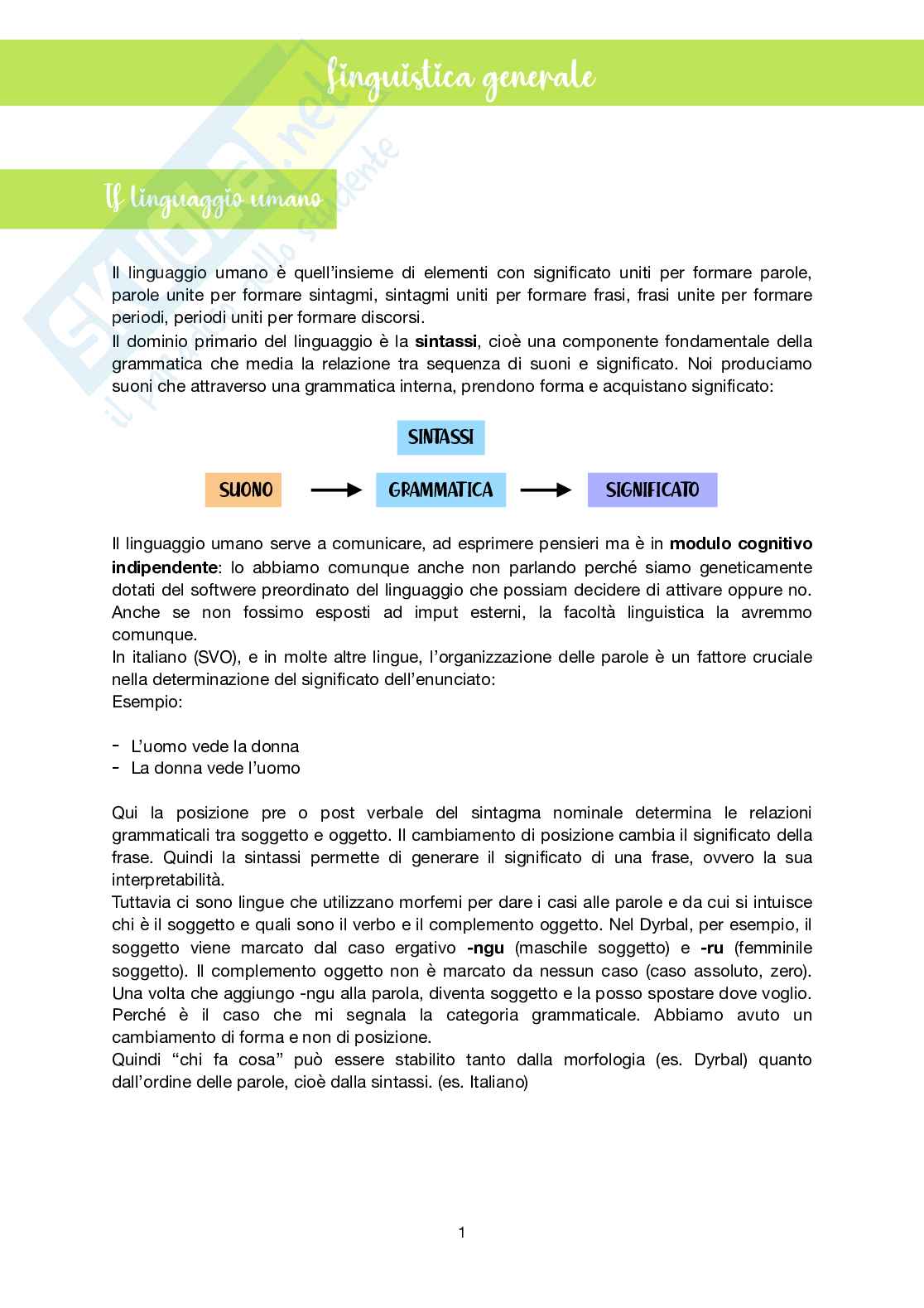 Appunti completi di Linguistica generale Pag. 1