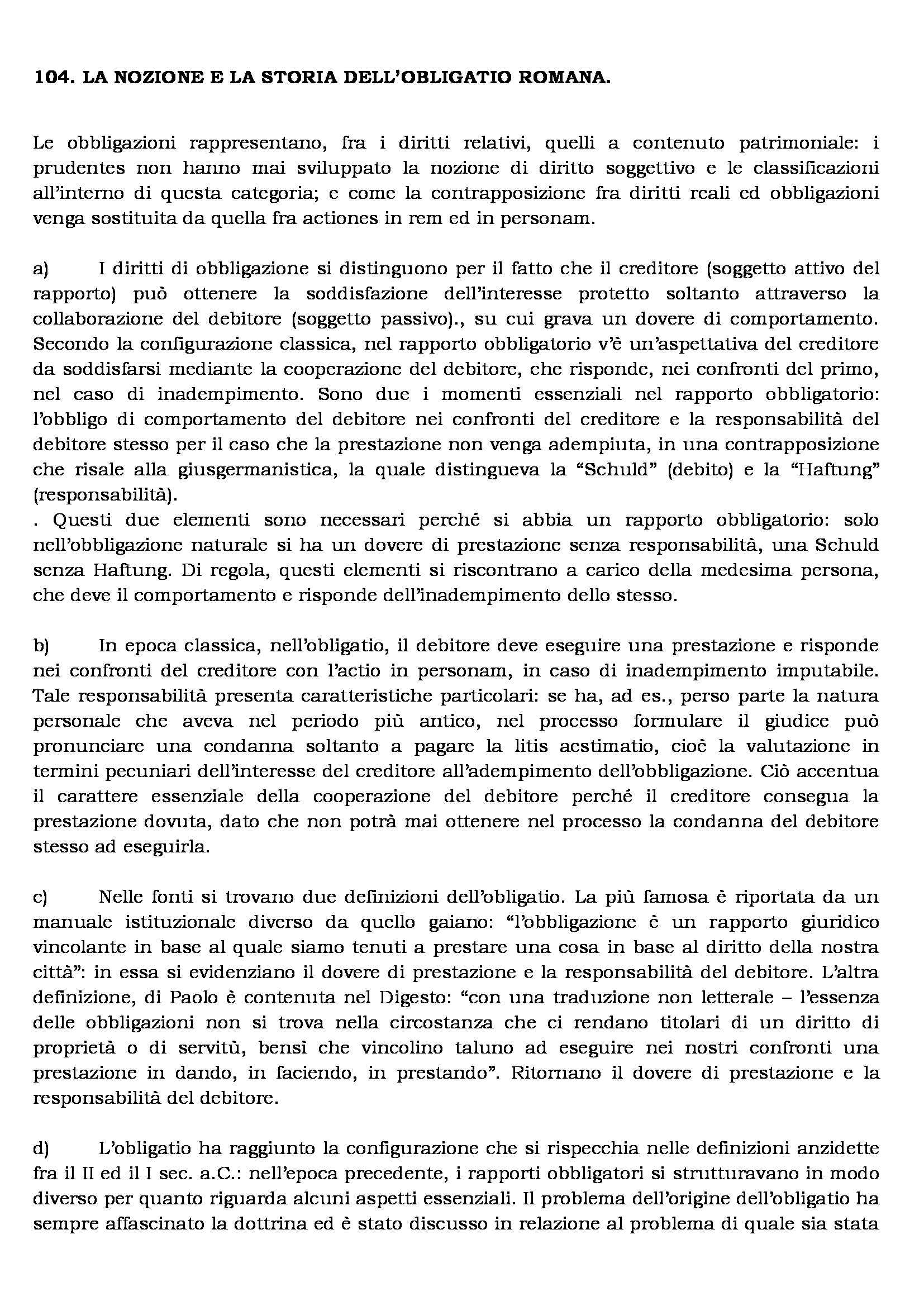 Istituzioni di diritto romano, Talamanca - obbligazioni Pag. 1
