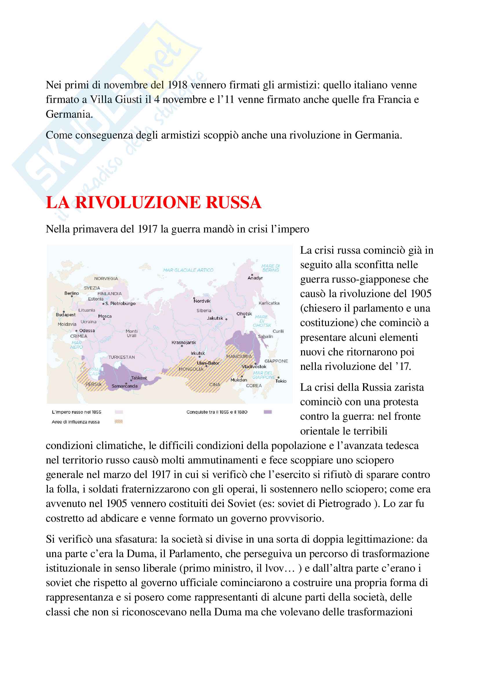 Prima Guerra Mondiale, Rivoluzione Russa e Trattati di pace Pag. 11