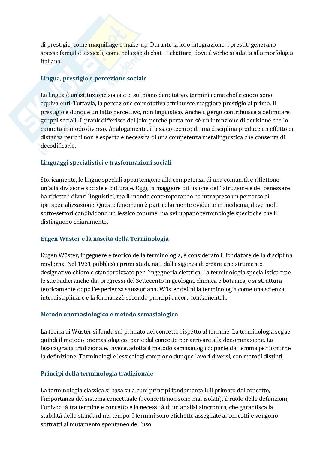 Terminologia e linguaggi specialistici Pag. 21