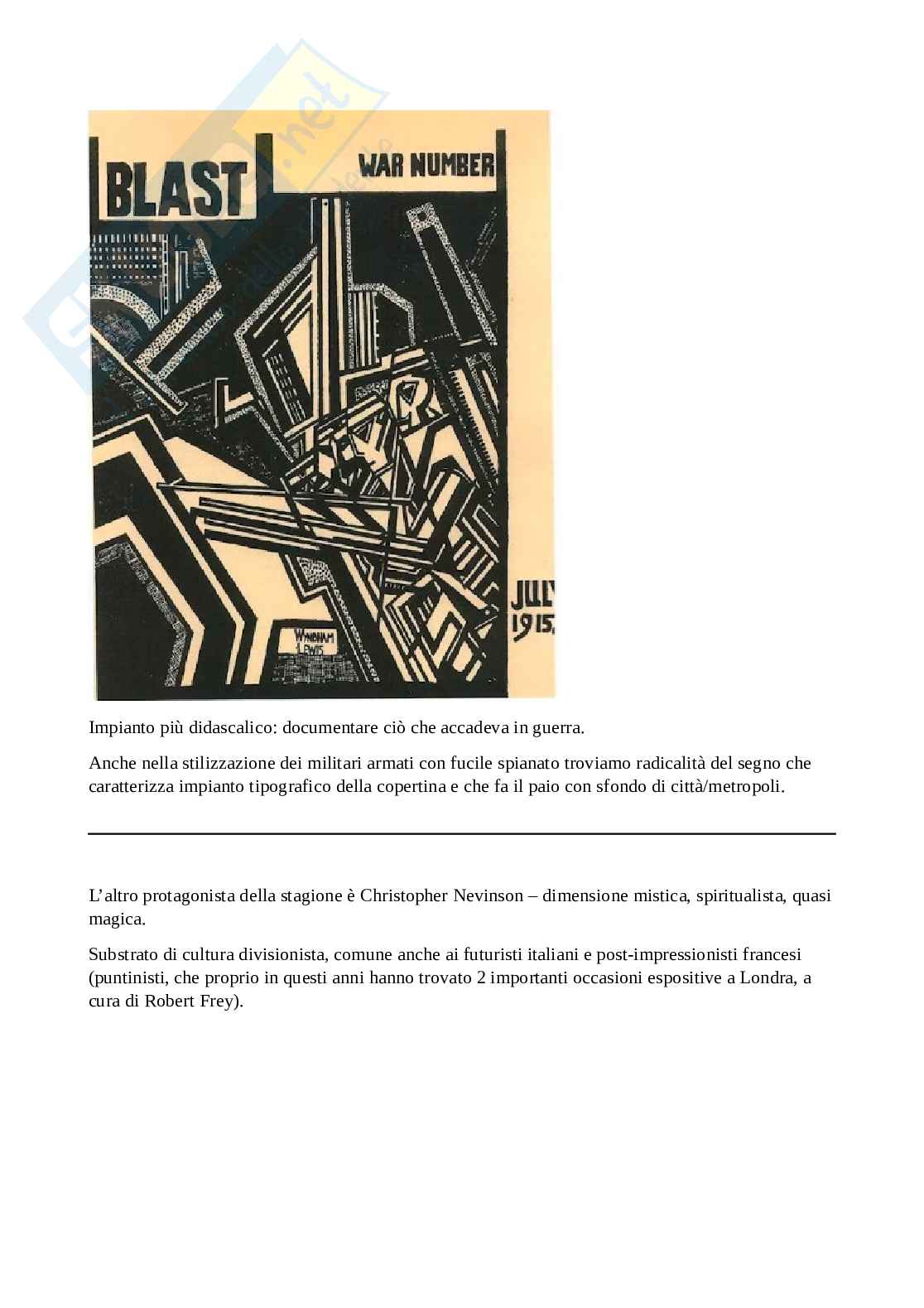 Lewis, Nevinson, Epstein, Larionov, Malevic, Tatlin, Pevsner, Rodchenko, neoplasticismo e Mondrian, De Stijl, Van Doesburg, Rietveld - Storia dell'arte contemporanea I Pag. 2