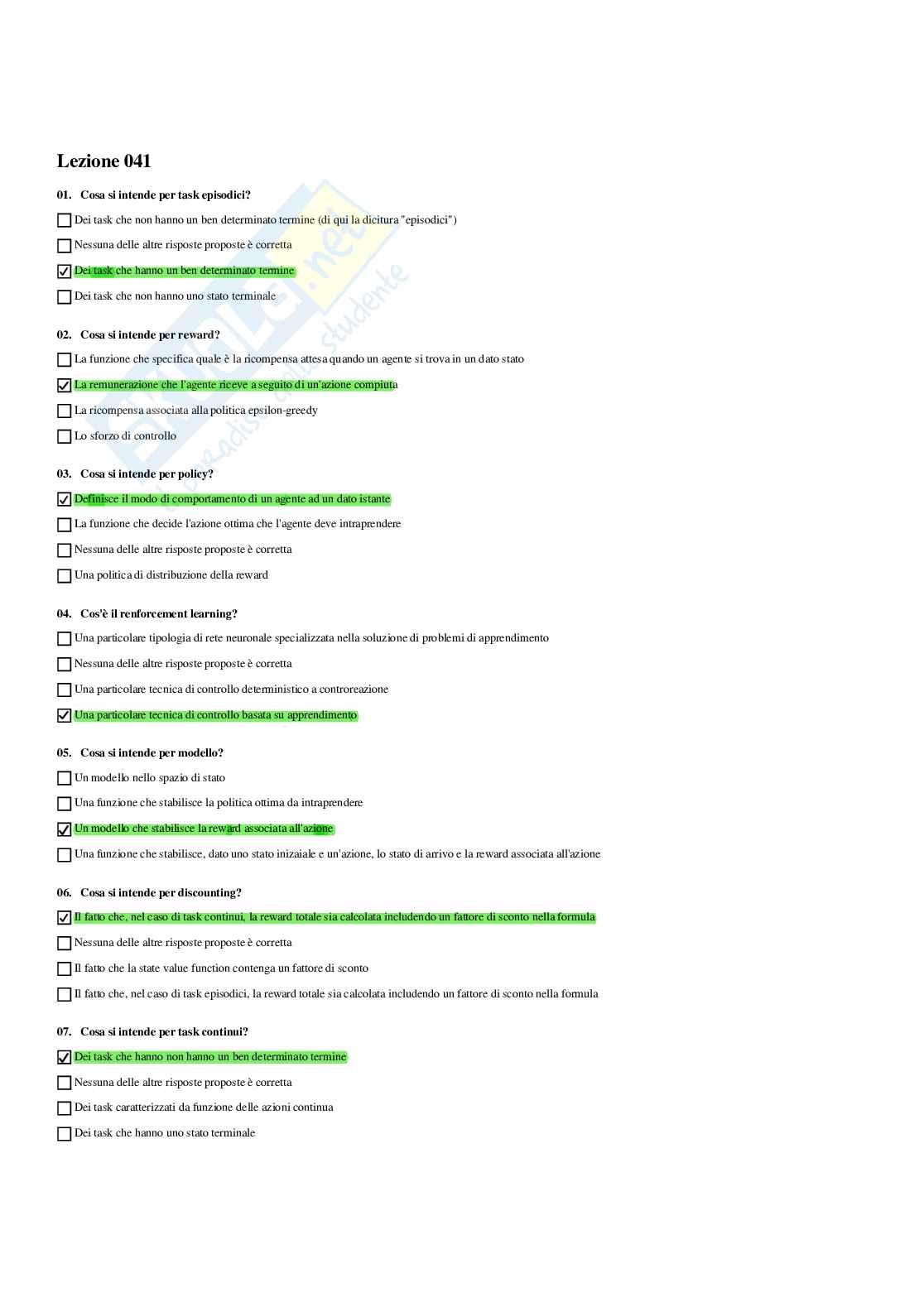 Paniere con risposte chiuse - Sistemi di controllo avanzati (2023/2024) Pag. 46
