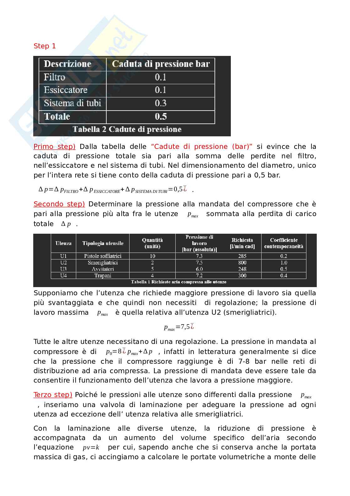 Esercitazione di Impianti idrici - impianti ad aria compressa Pag. 2