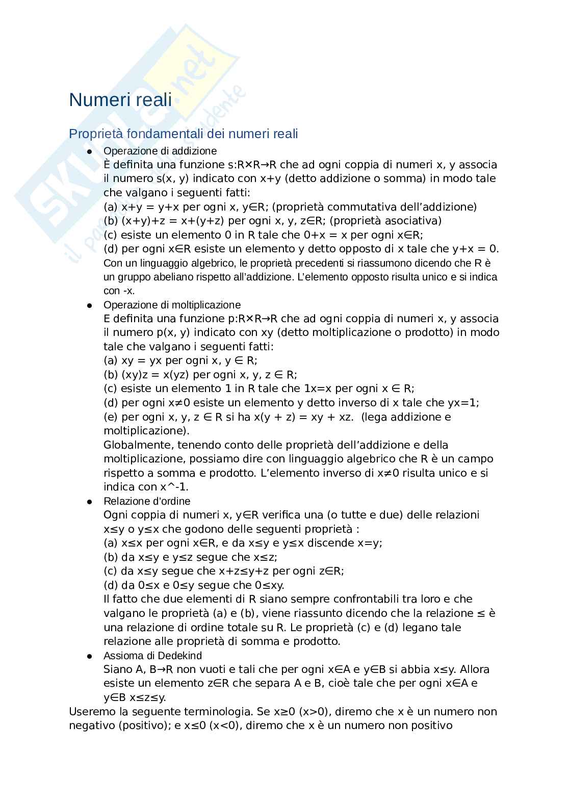Numeri reali e numeri complessi Pag. 1