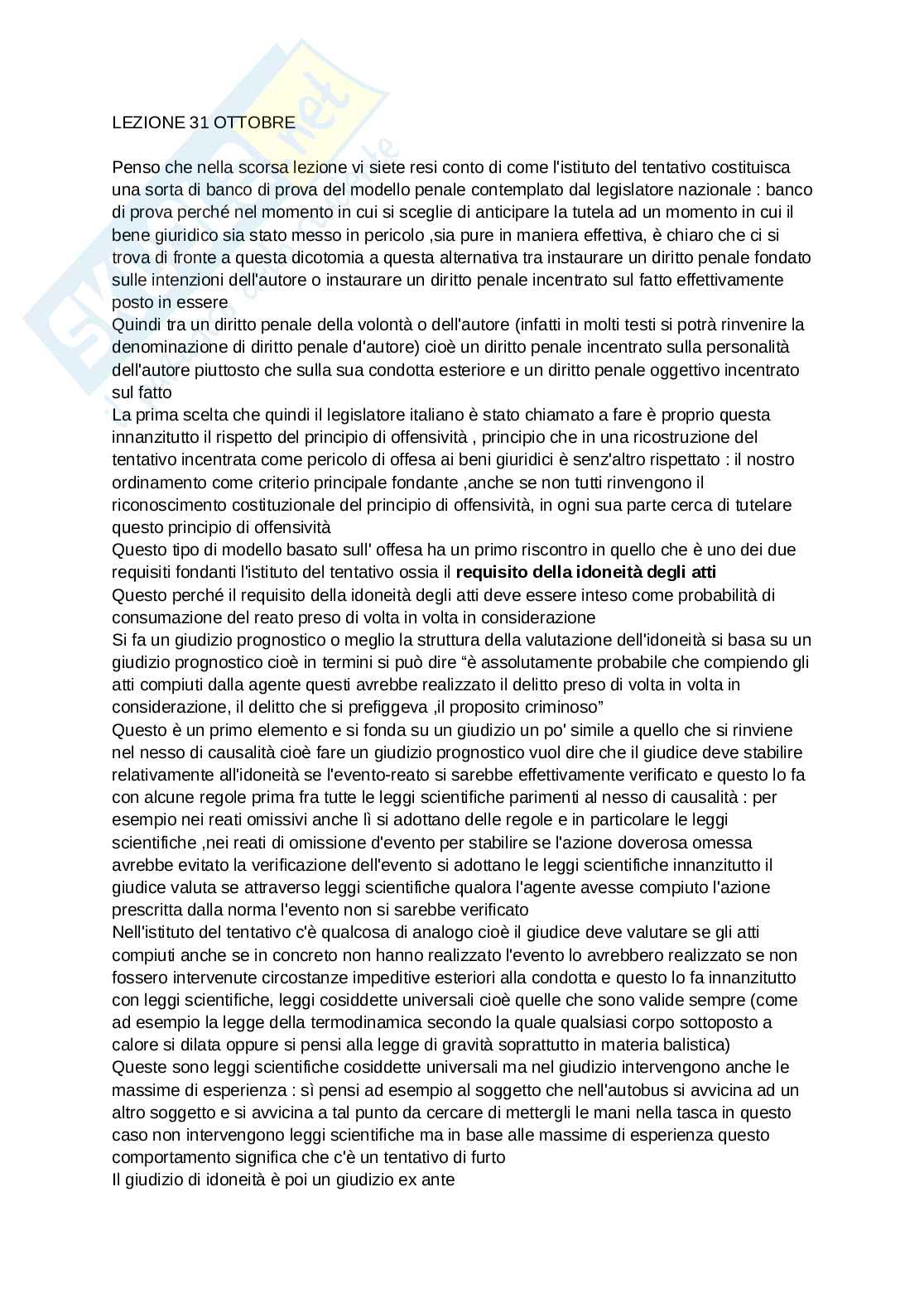 Appunti di lezione sul tentativo Pag. 1
