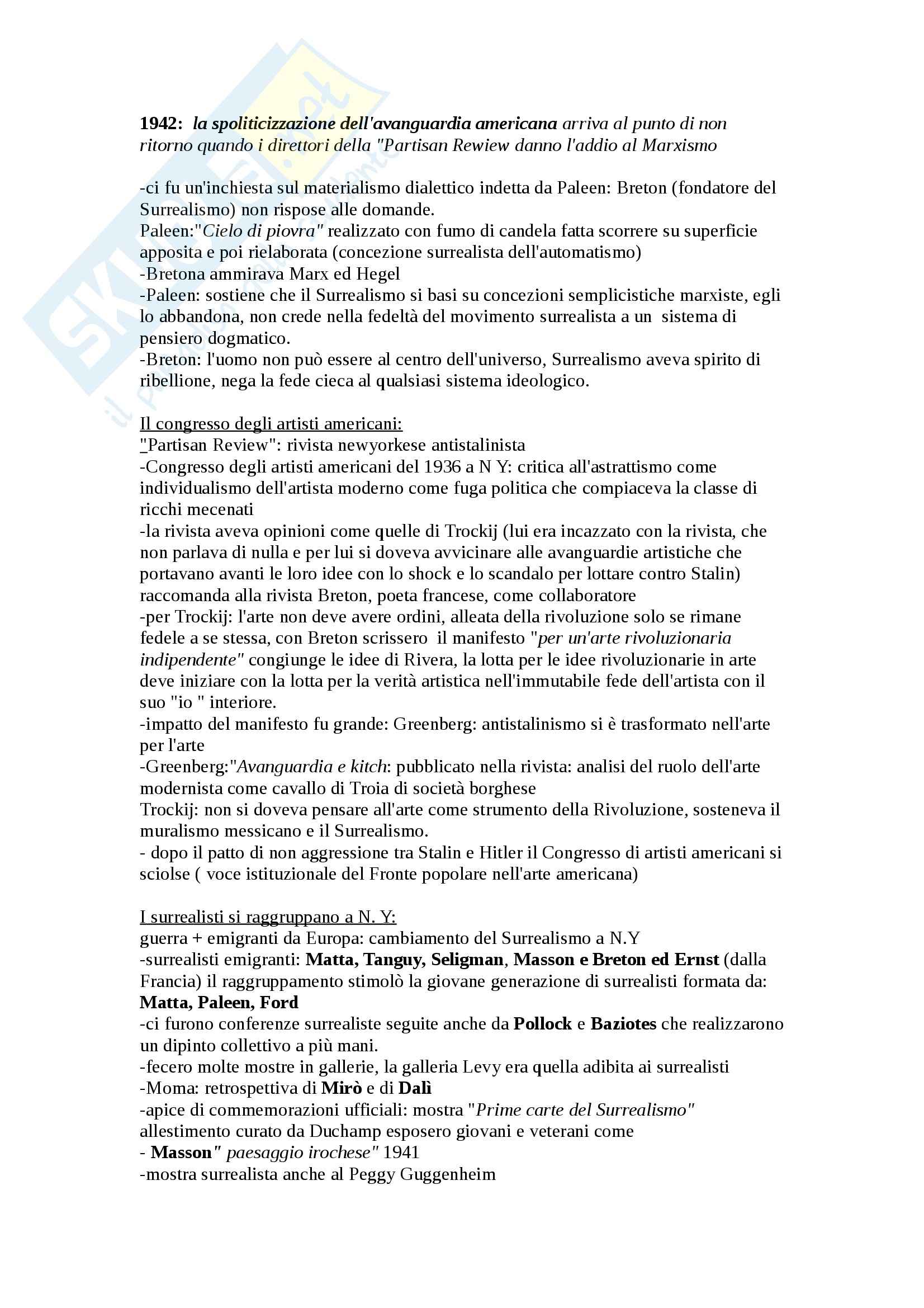 Lezioni parte 2, Storia dell'arte contemporanea Pag. 1