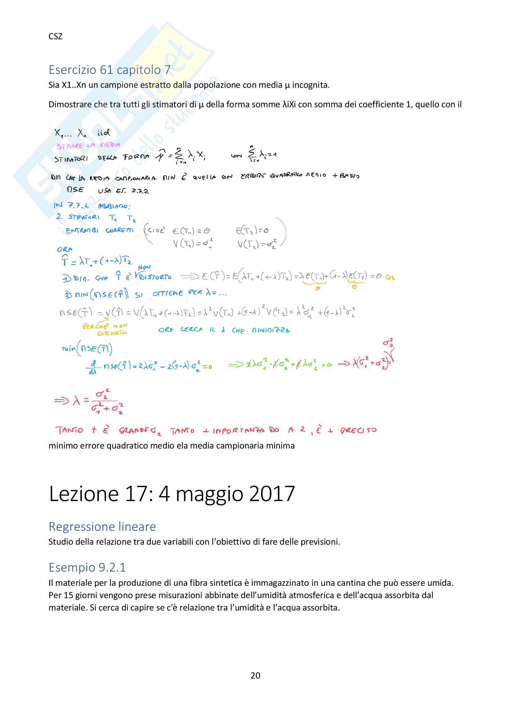 Appunti delle lezioni - Statistica, Marco Perone Pacifico Pag. 81