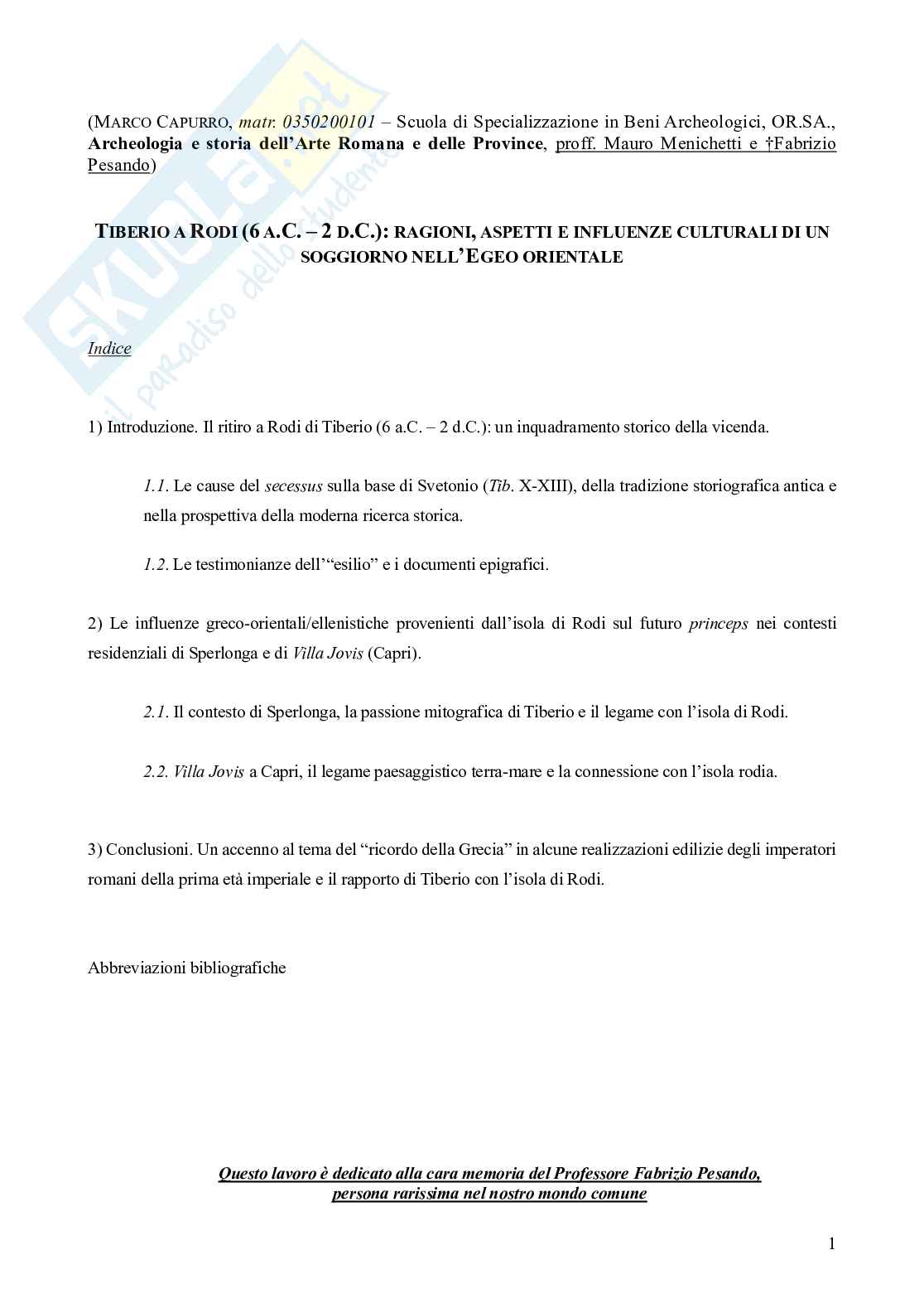 Riassunto esame Archeologia romana e delle province, Prof. Menichetti Mauro, libro consigliato Archeologia delle province romane, Bejor et al. Pag. 1