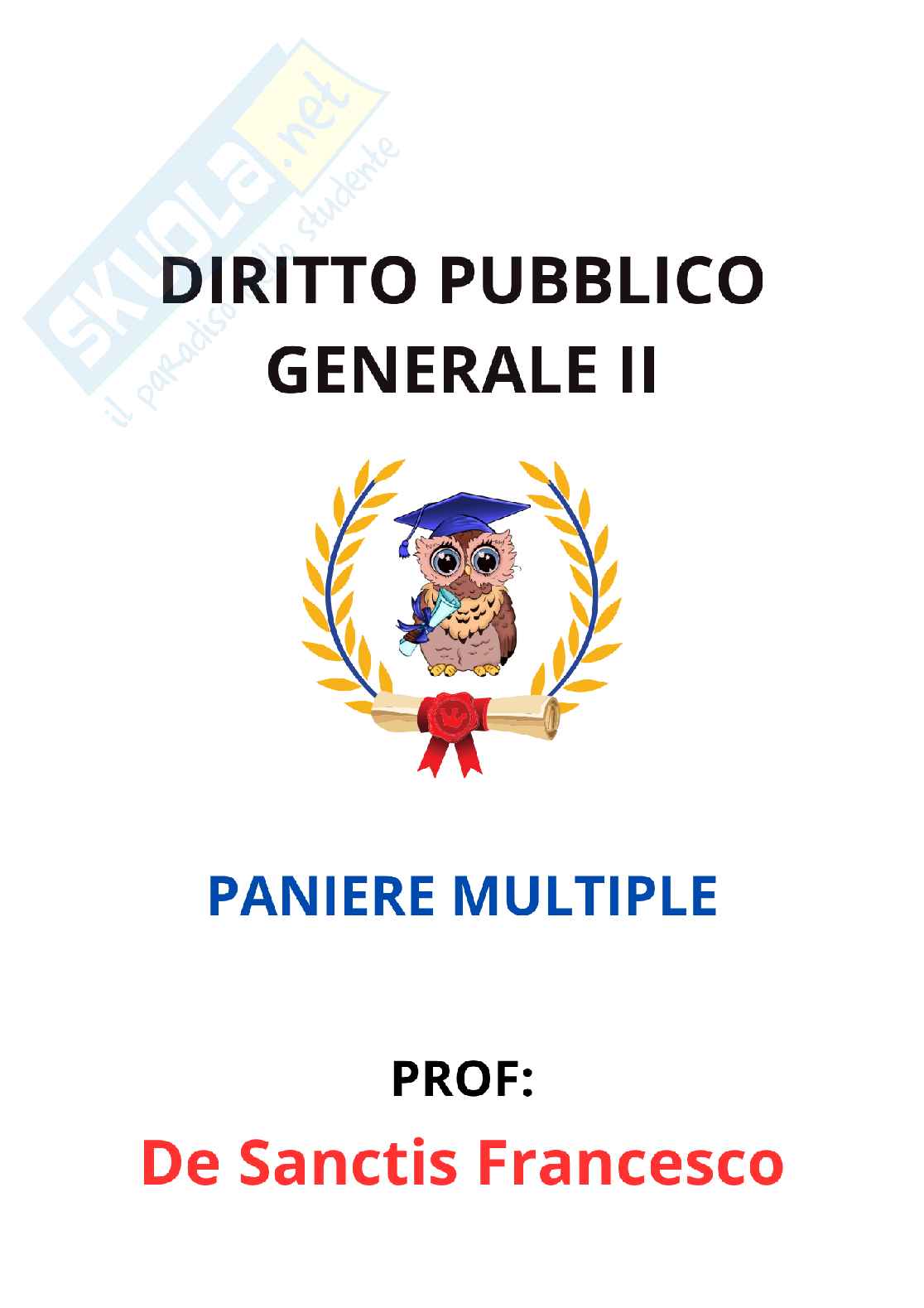 Paniere Diritto pubblico generale II (2026) - Risposte multiple corrette Pag. 1