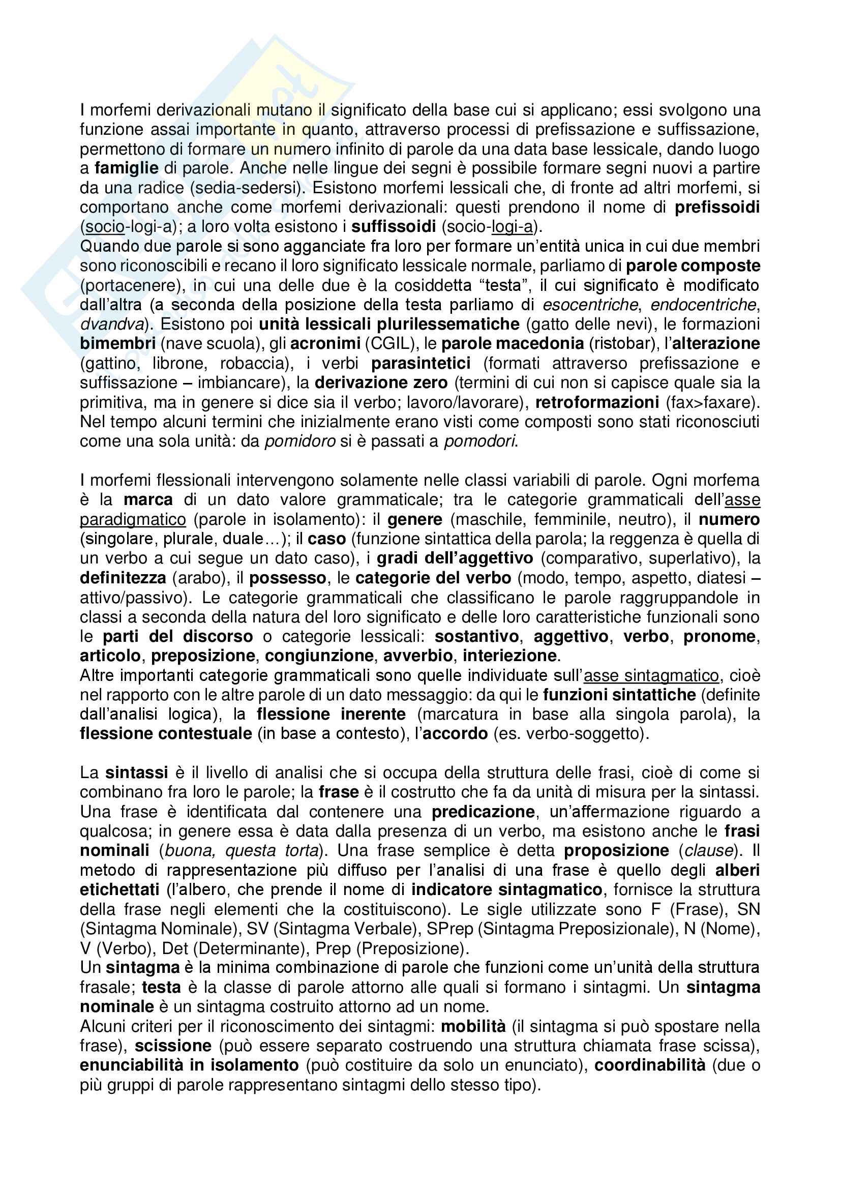 Riassunto esame Linguistica Generale, prof. Sabina Fontana Pag. 6
