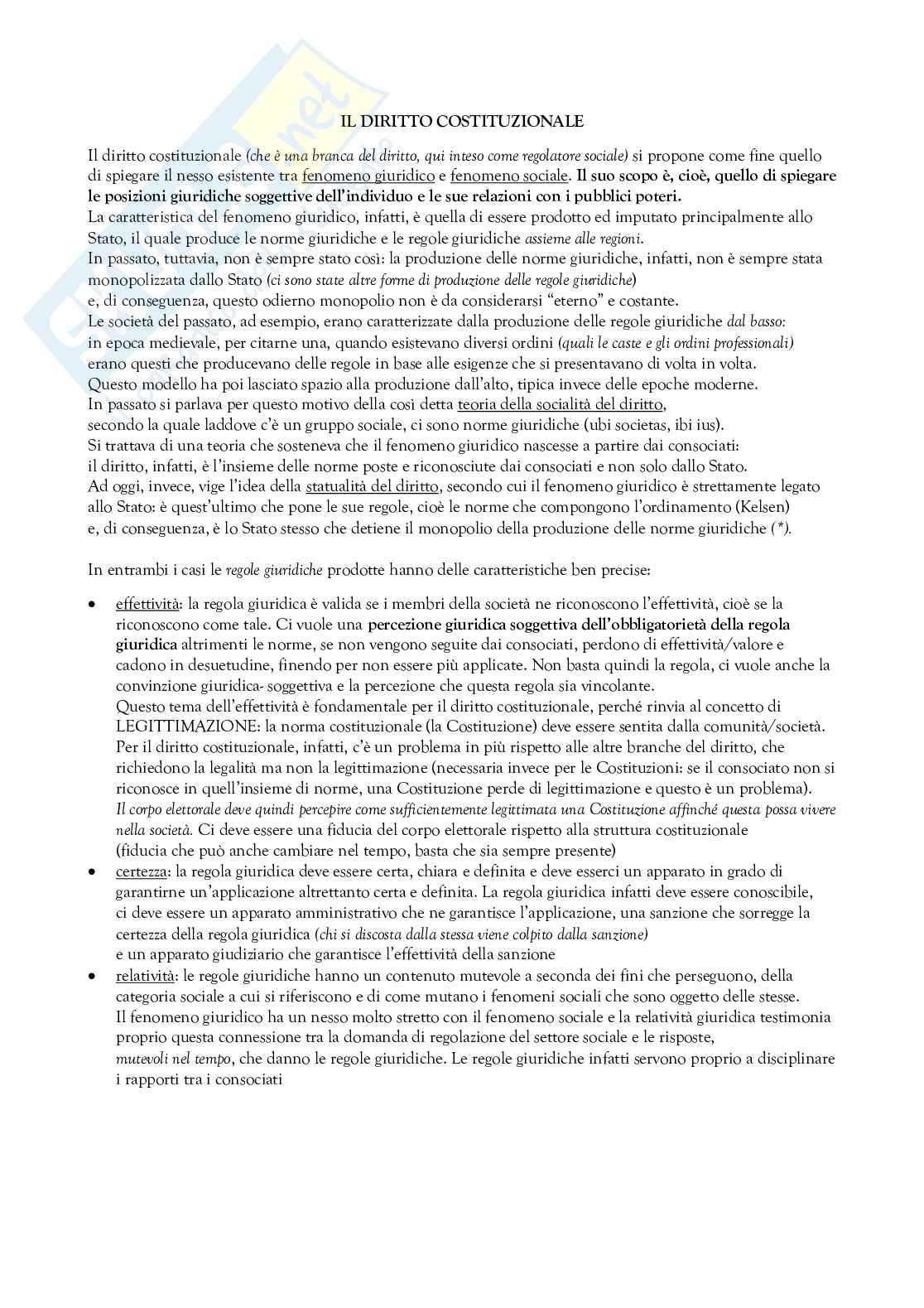 Appunti completi diritto costituzionale (Unipd, professor Rivosecchi) Pag. 1