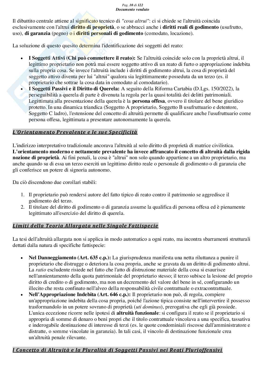 Riassunto esame Diritto Penale, Prof. Marra Gabriele, libro consigliato Lineamenti di diritto penale speciale (parte delitti contro il patrimonio), Seminara, Bartoli, Pellissaro Pag. 11