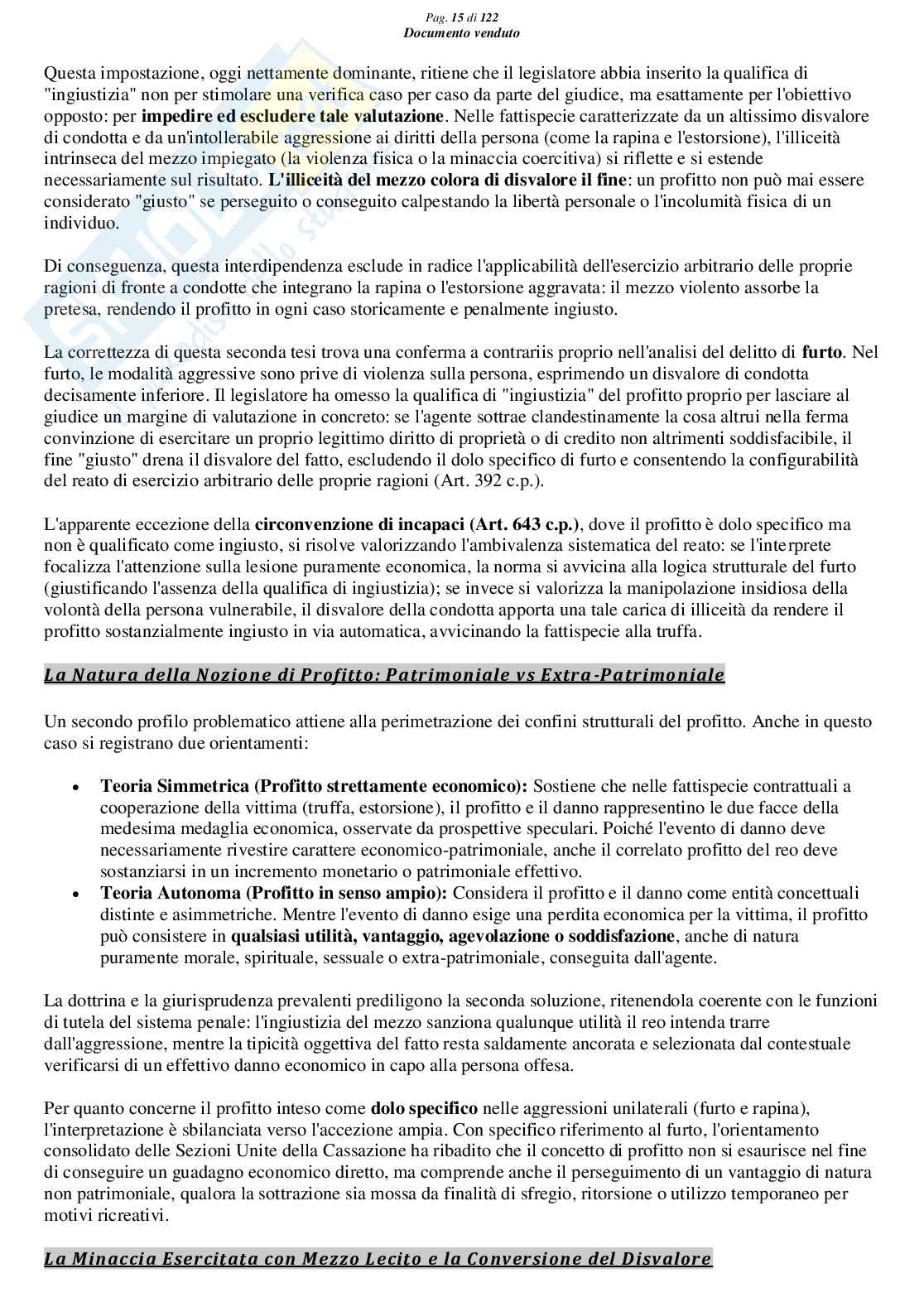 Riassunto esame Diritto Penale, Prof. Marra Gabriele, libro consigliato Lineamenti di diritto penale speciale (parte delitti contro il patrimonio), Seminara, Bartoli, Pellissaro Pag. 16