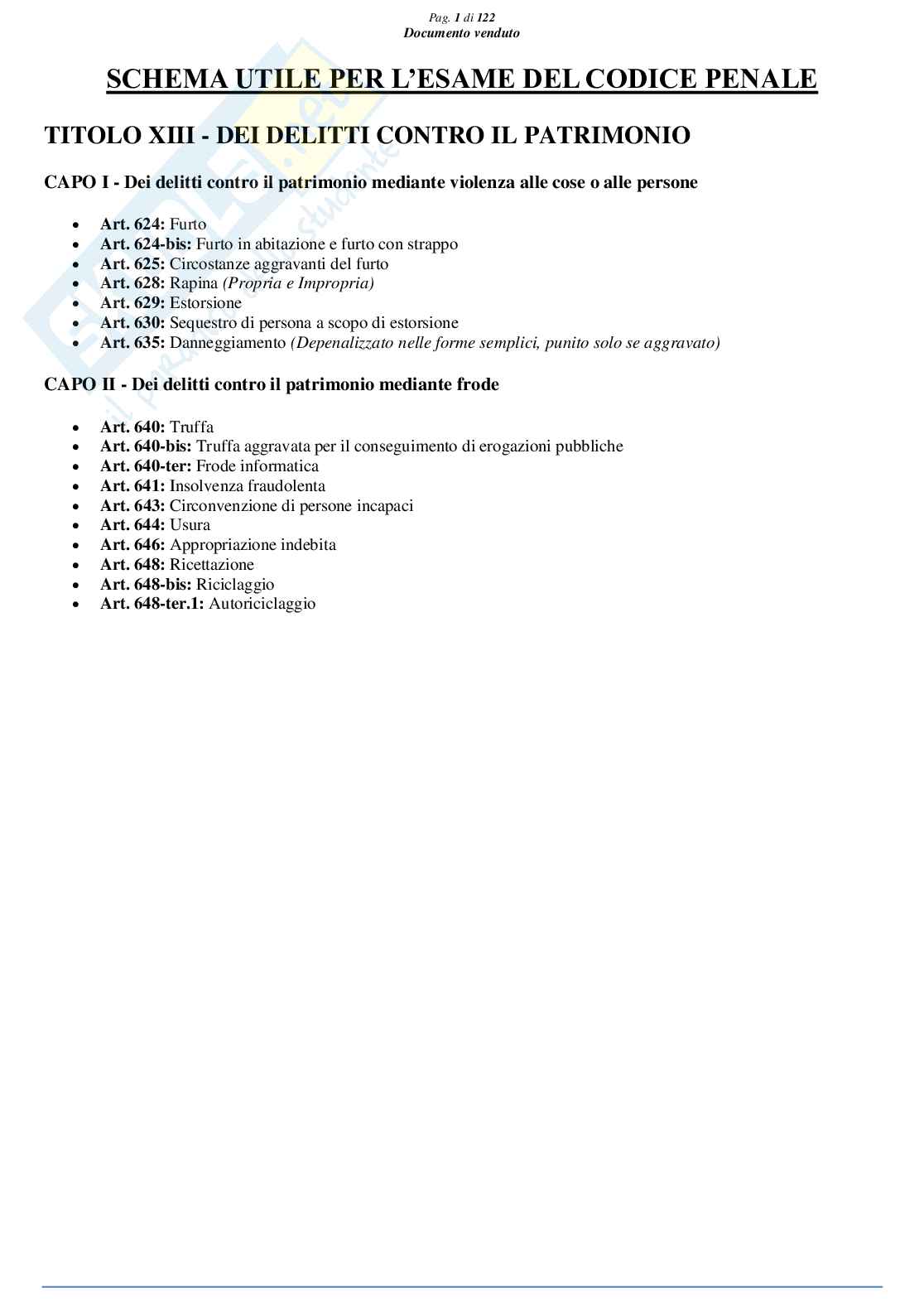 Riassunto esame Diritto Penale, Prof. Marra Gabriele, libro consigliato Lineamenti di diritto penale speciale (parte delitti contro il patrimonio), Seminara, Bartoli, Pellissaro Pag. 2