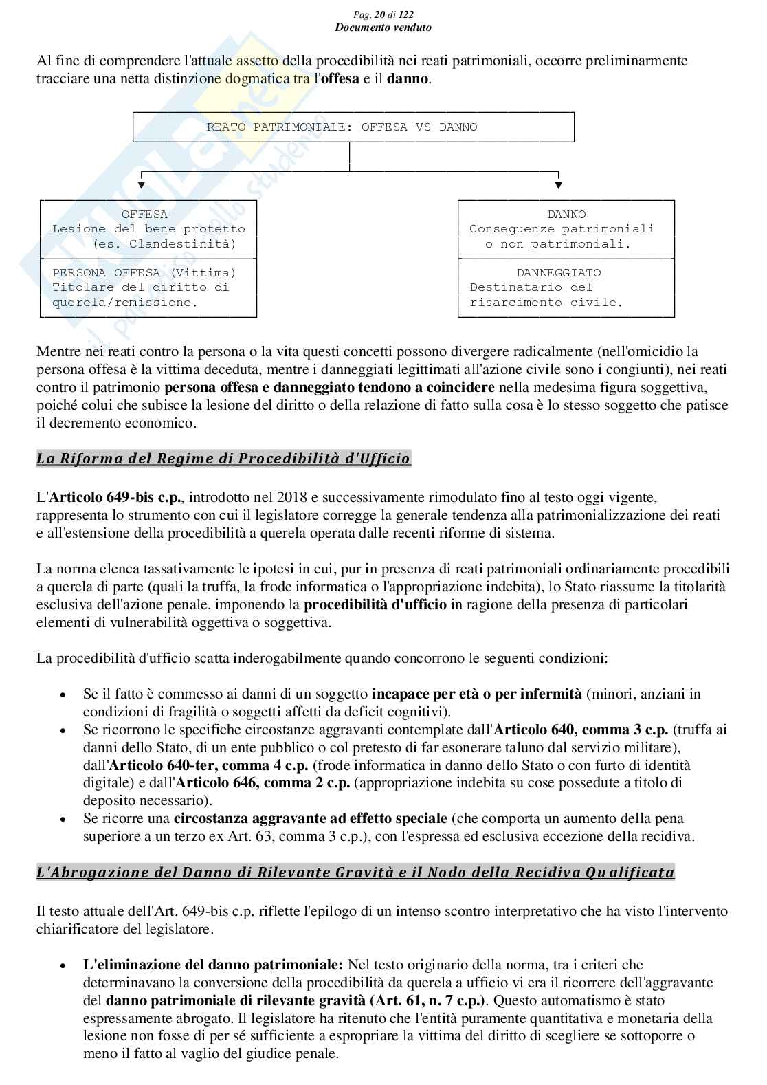Riassunto esame Diritto Penale, Prof. Marra Gabriele, libro consigliato Lineamenti di diritto penale speciale (parte delitti contro il patrimonio), Seminara, Bartoli, Pellissaro Pag. 21
