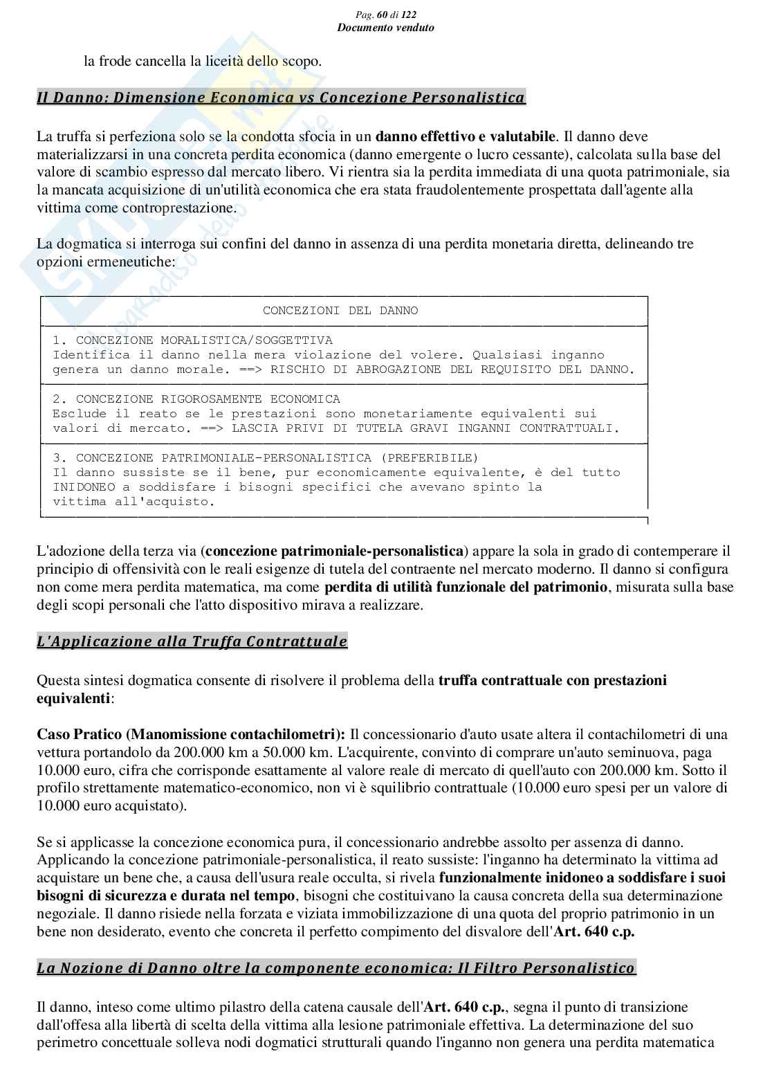 Riassunto esame Diritto Penale, Prof. Marra Gabriele, libro consigliato Lineamenti di diritto penale speciale (parte delitti contro il patrimonio), Seminara, Bartoli, Pellissaro Pag. 61