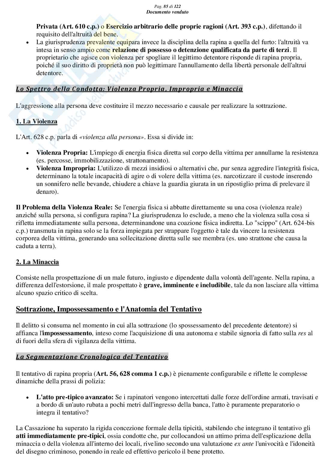 Riassunto esame Diritto Penale, Prof. Marra Gabriele, libro consigliato Lineamenti di diritto penale speciale (parte delitti contro il patrimonio), Seminara, Bartoli, Pellissaro Pag. 86