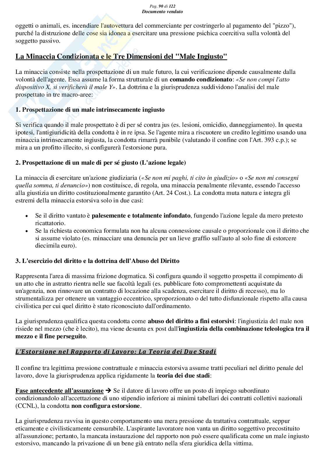 Riassunto esame Diritto Penale, Prof. Marra Gabriele, libro consigliato Lineamenti di diritto penale speciale (parte delitti contro il patrimonio), Seminara, Bartoli, Pellissaro Pag. 91