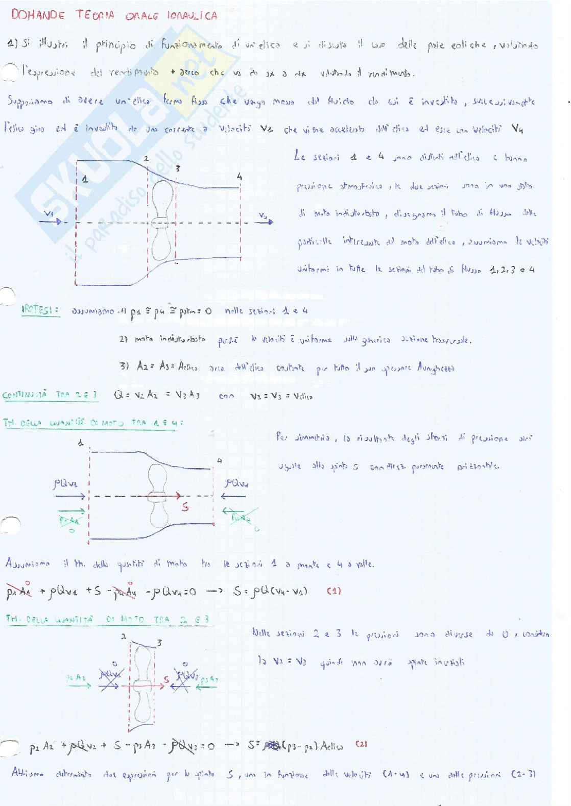 Domande orale Complementi di idraulica Pag. 1