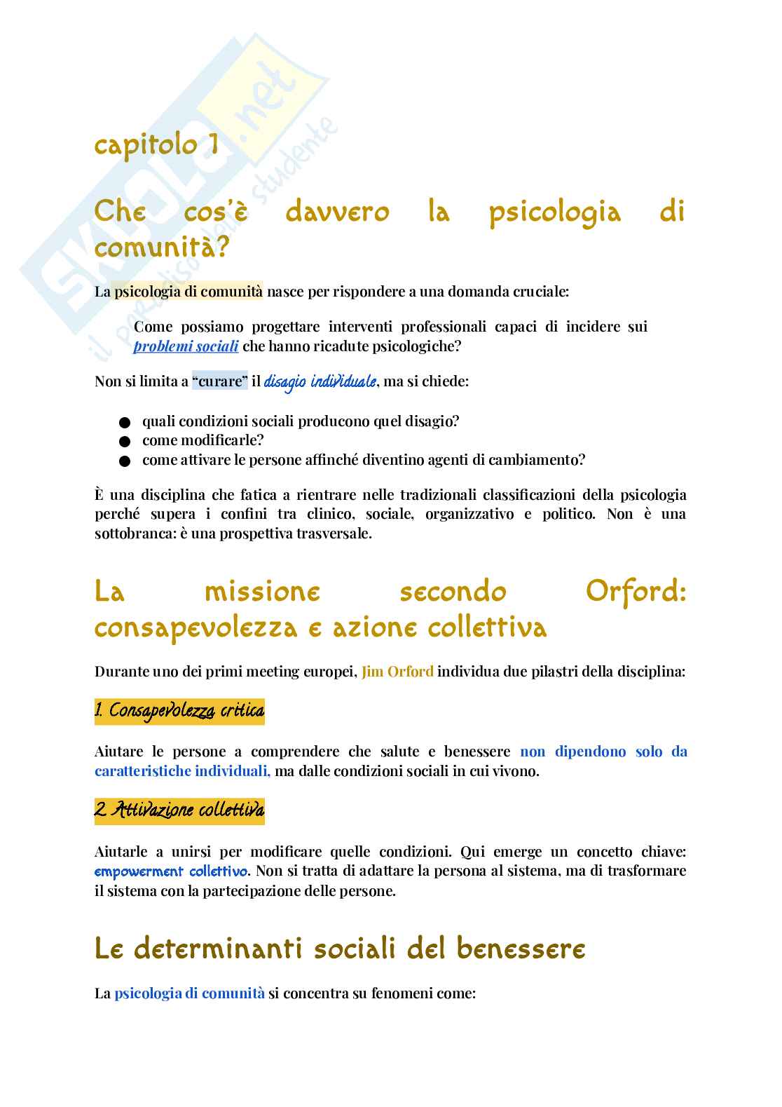 Fondamenti psicologia di comunità Pag. 1