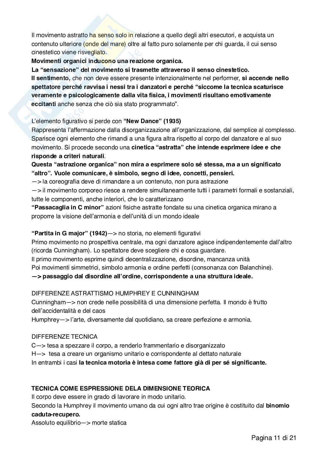 Riassunto esame Storia della Danza, prof. Cervellati, libro consigliato "La modern dance", Randi Pag. 11