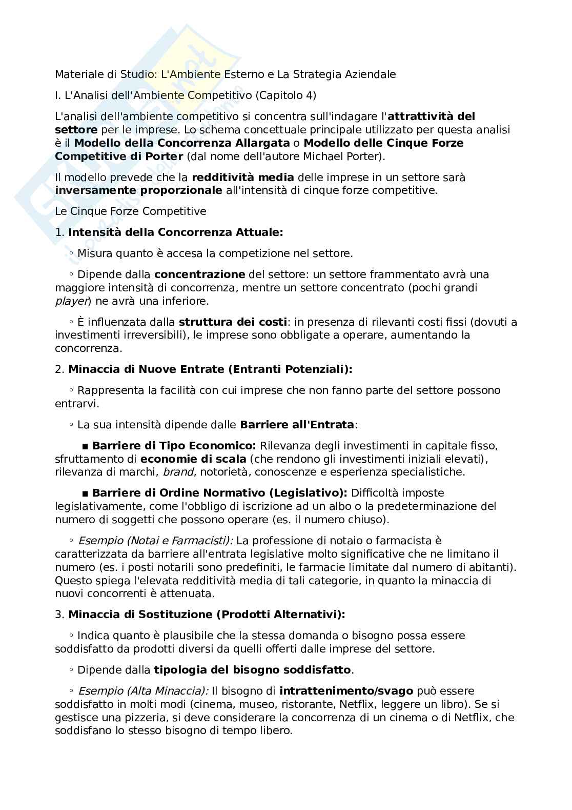 L'ambiente esterno e la strategia aziendale Pag. 1