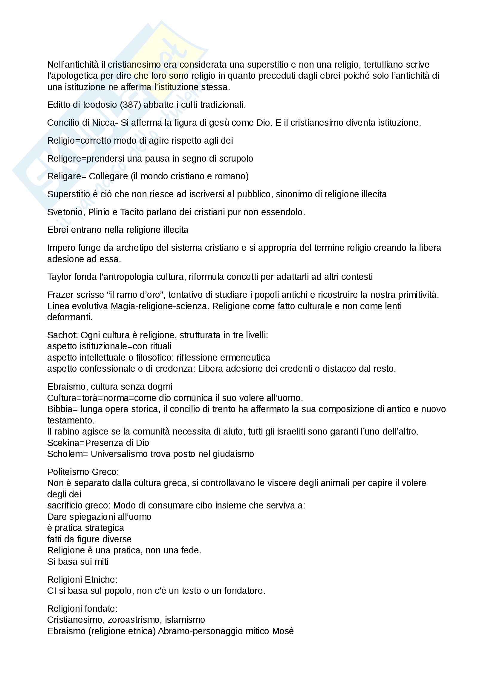 Appunti storia delle religioni Pag. 1