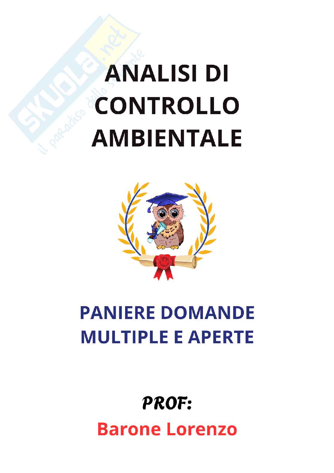 Paniere di Analisi di controllo ambientale - Risposte multiple e aperte Pag. 1