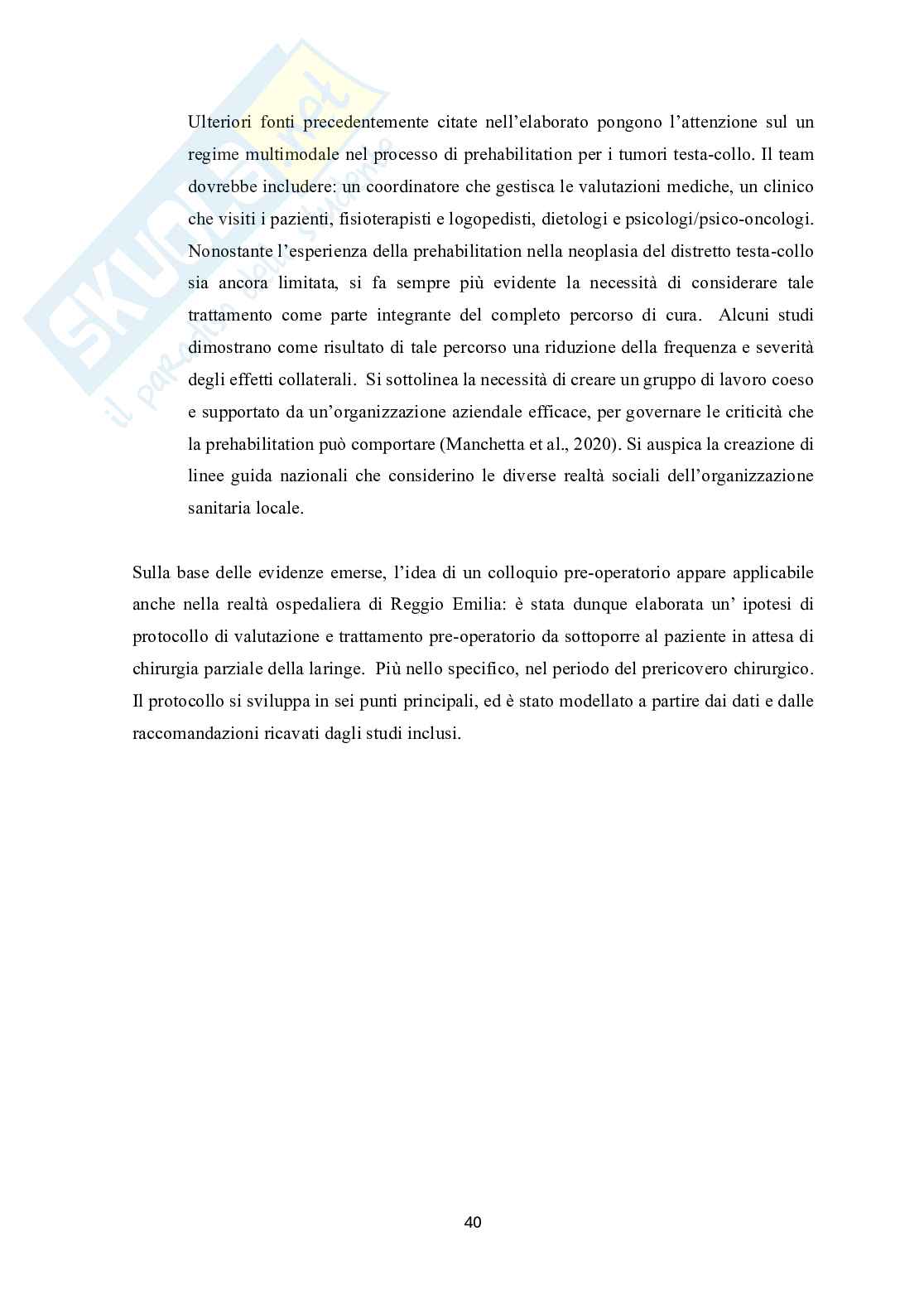 L’importanza della presa in carico logopedica pre-operatoria nella chirurgia ricostruttiva della laringe: dalla revisione della letteratura alla creazione di un protocollo aziendale Pag. 41
