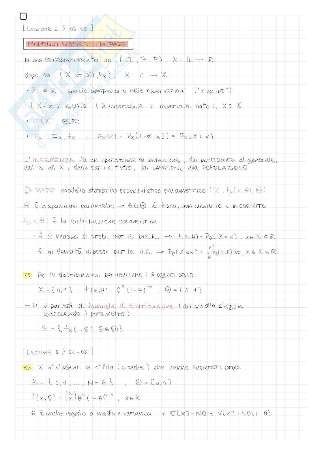 Appunti di Inferenza statistica Pag. 1