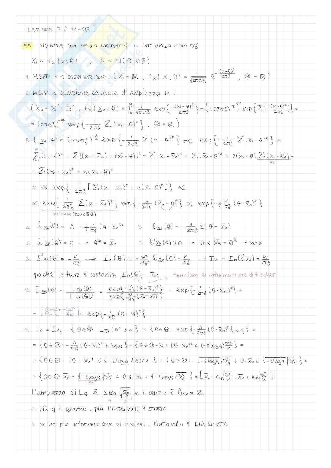 Appunti di Inferenza statistica Pag. 6