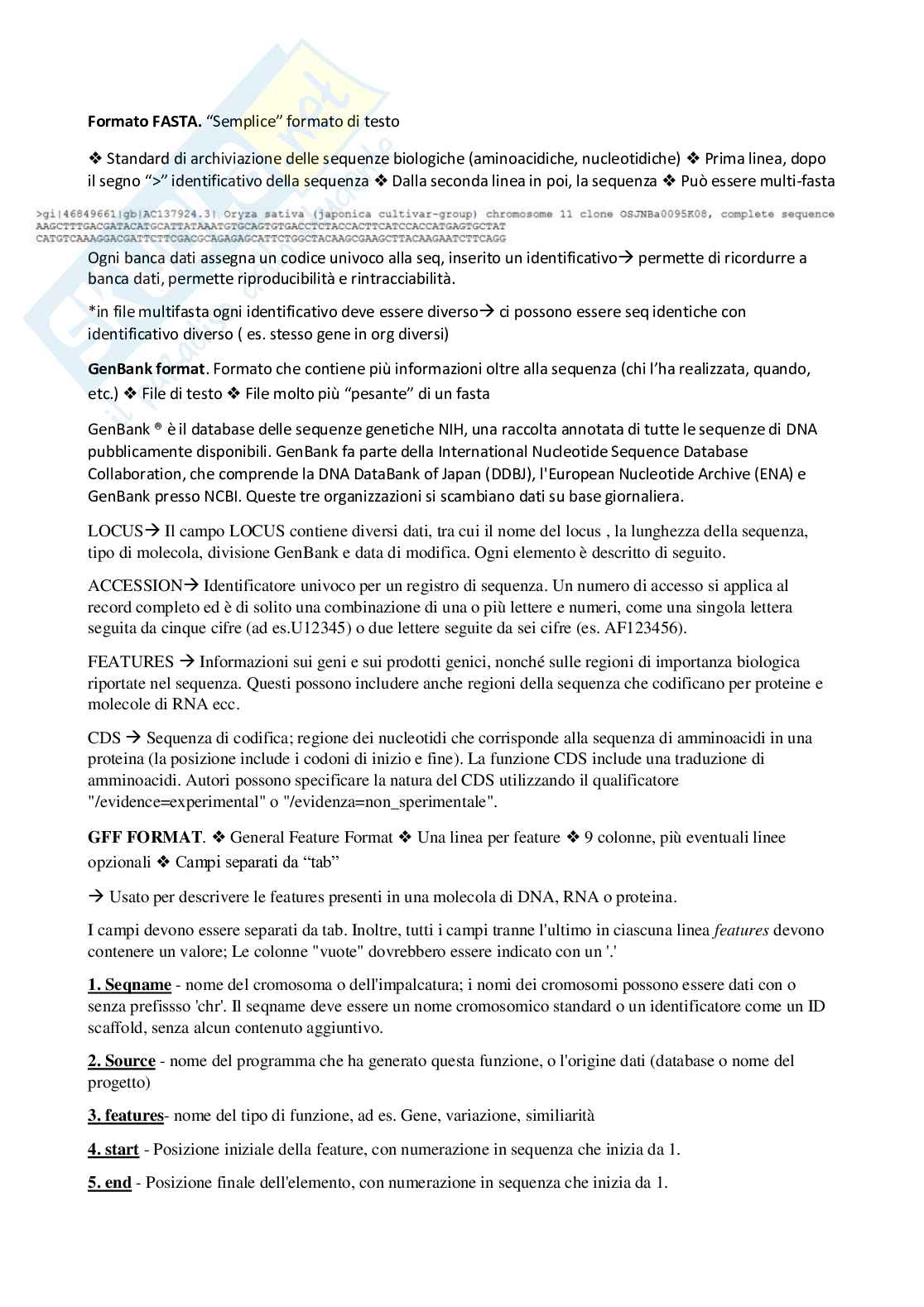 Bioinformatica con laboratorio, parte 2 Pag. 1