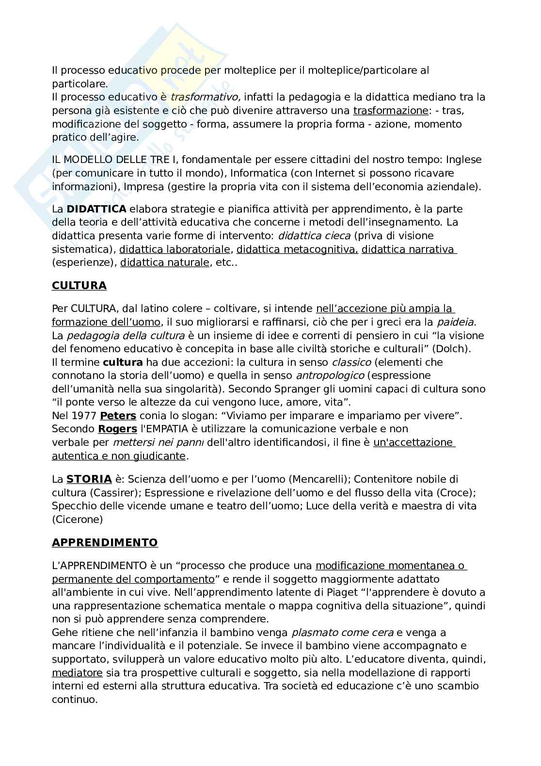 Pedagogia generale e sociale (2023) - Appunti Pag. 16