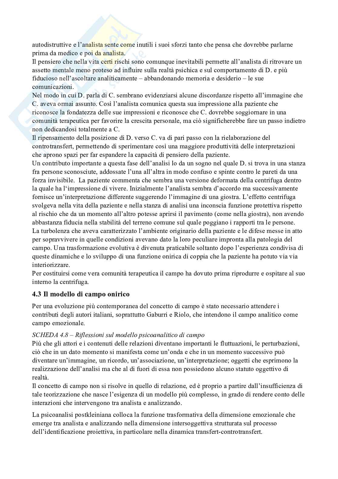 Riassunto esame Psicologia dinamica, Prof. Nespoli Giorgio, libro consigliato Psicoanalisi contemporanea - Teoria del campo analitico post-bioniano, Giorgio Nespoli Pag. 51