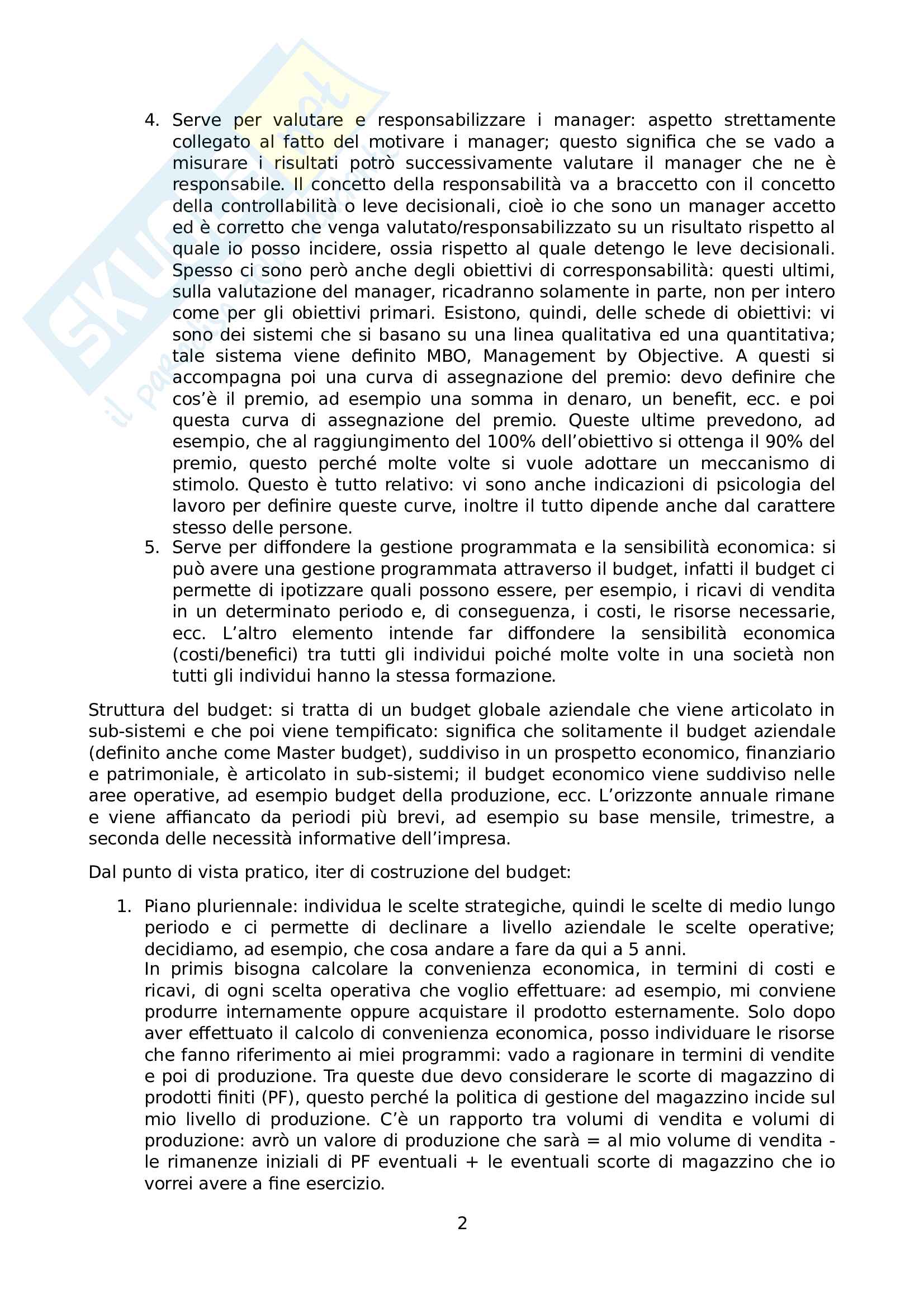 Appunti delle lezioni Programmazione e controllo II Pag. 2