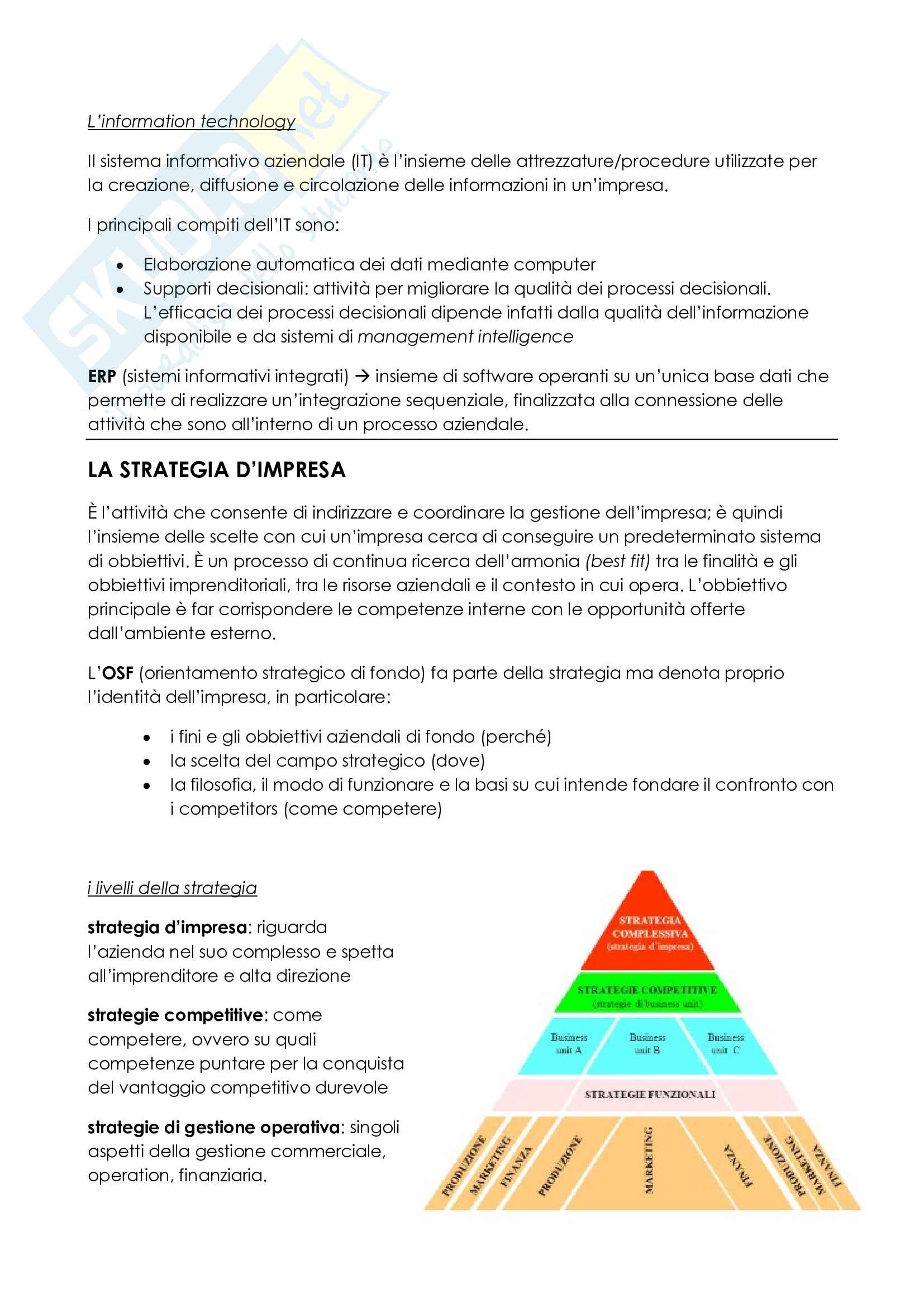 Riassunto esame economia e gestione delle imprese, prof Casadio, libro consigliato Management. Economia e gestione delle imprese, Parrini, secondo parziale Pag. 1