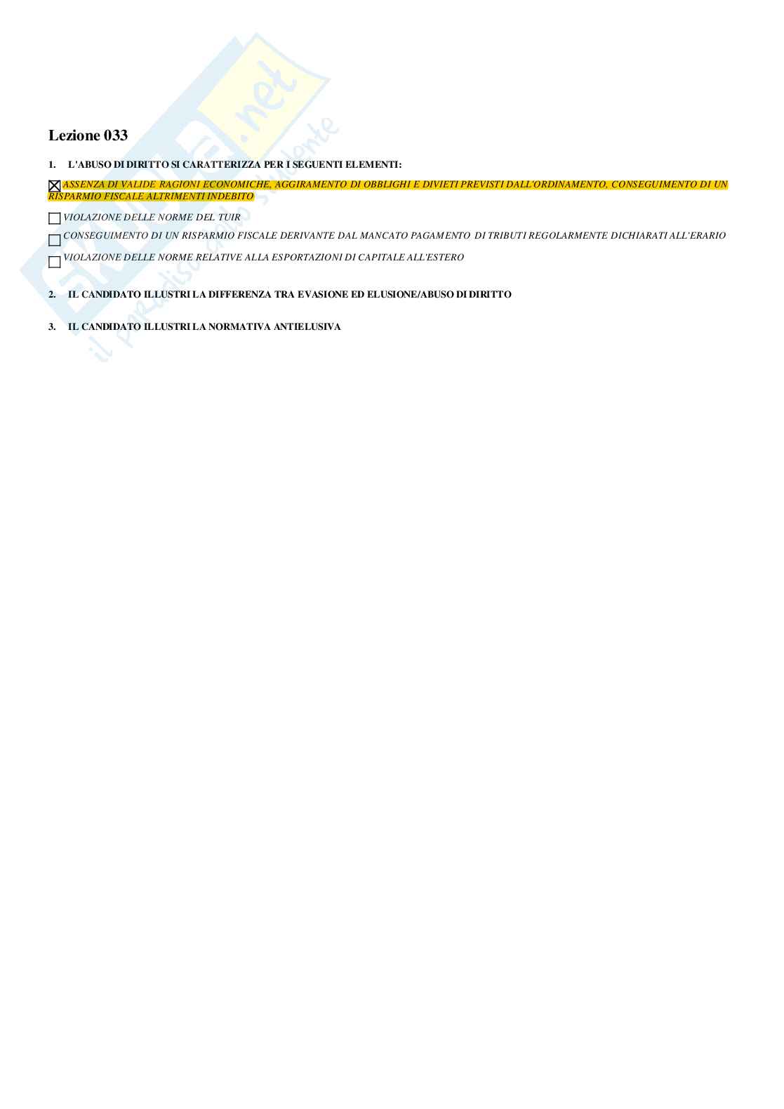 paniere diritto tributario - risposte multiple Pag. 26