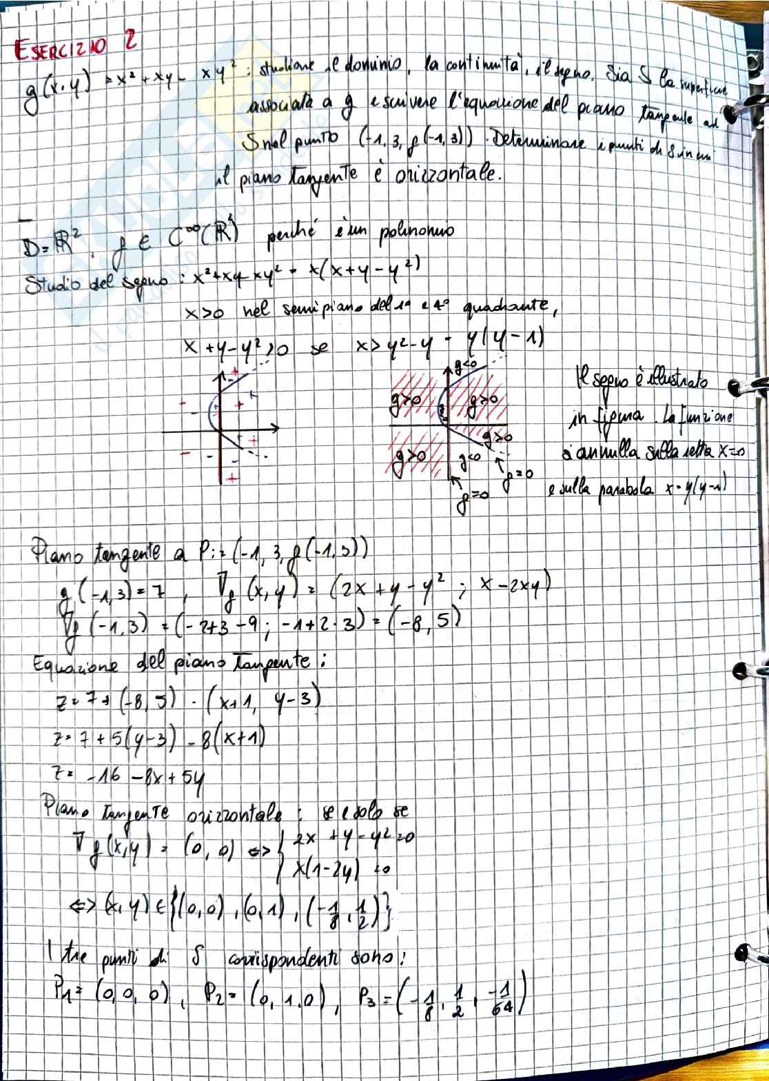 Analisi matematica 2: esercizi svolti su gradiente, hessiana e derivabilità Pag. 2